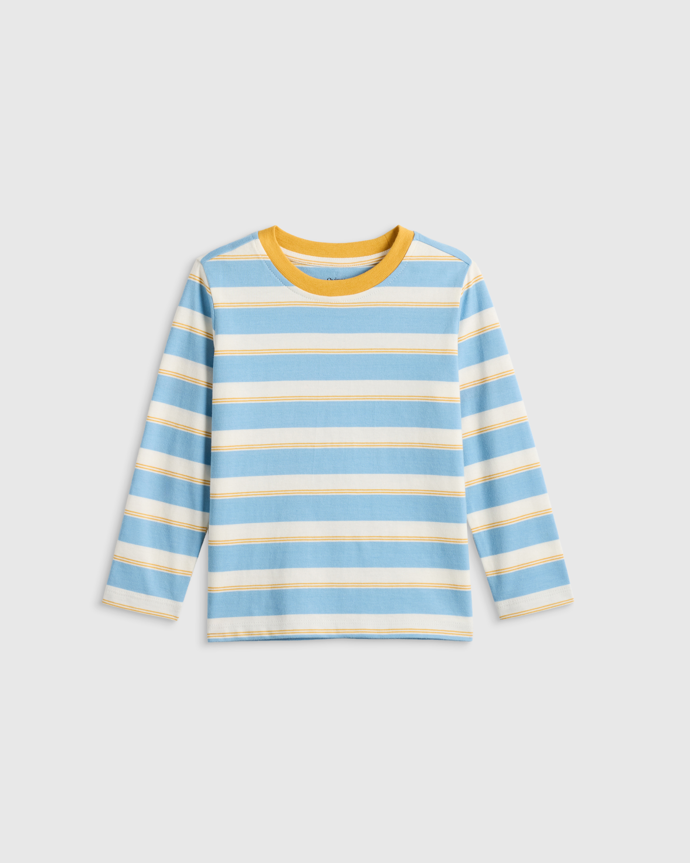 Large Multi Blue Stripe 100% Organic Cotton Jersey Long Sleeve Tee 