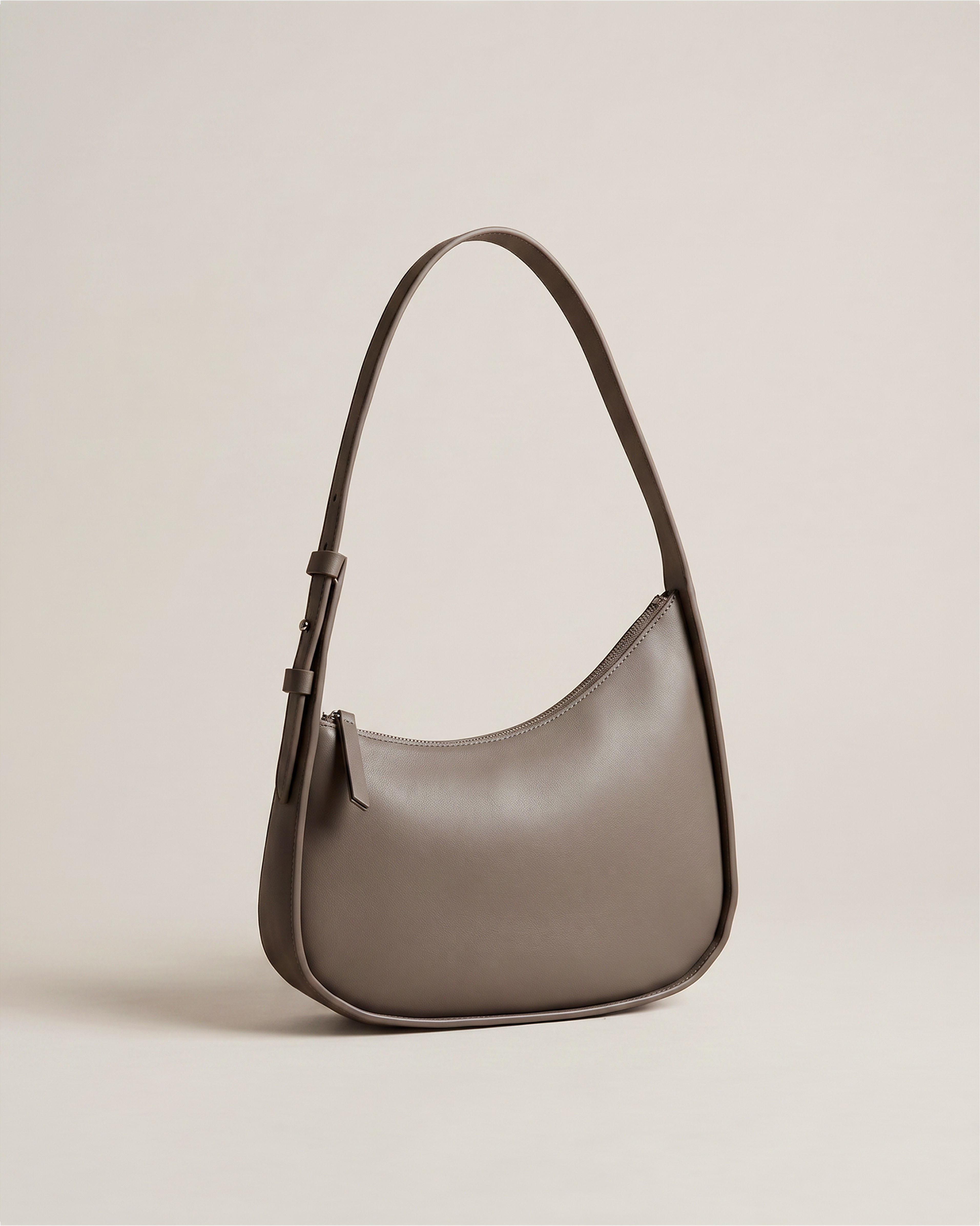 Mink Italian Leather Asymmetrical Mini Shoulder Bag
