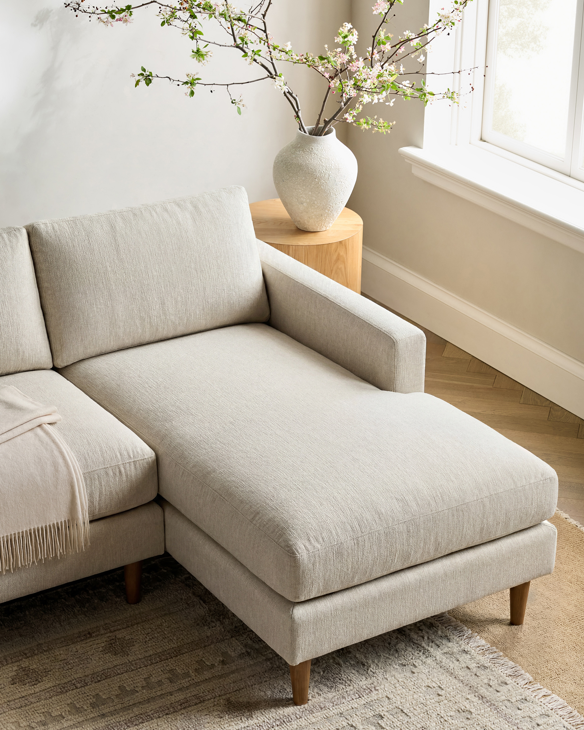 Atlas Midcentury Chaise Sectional in Performance Basketweave 4