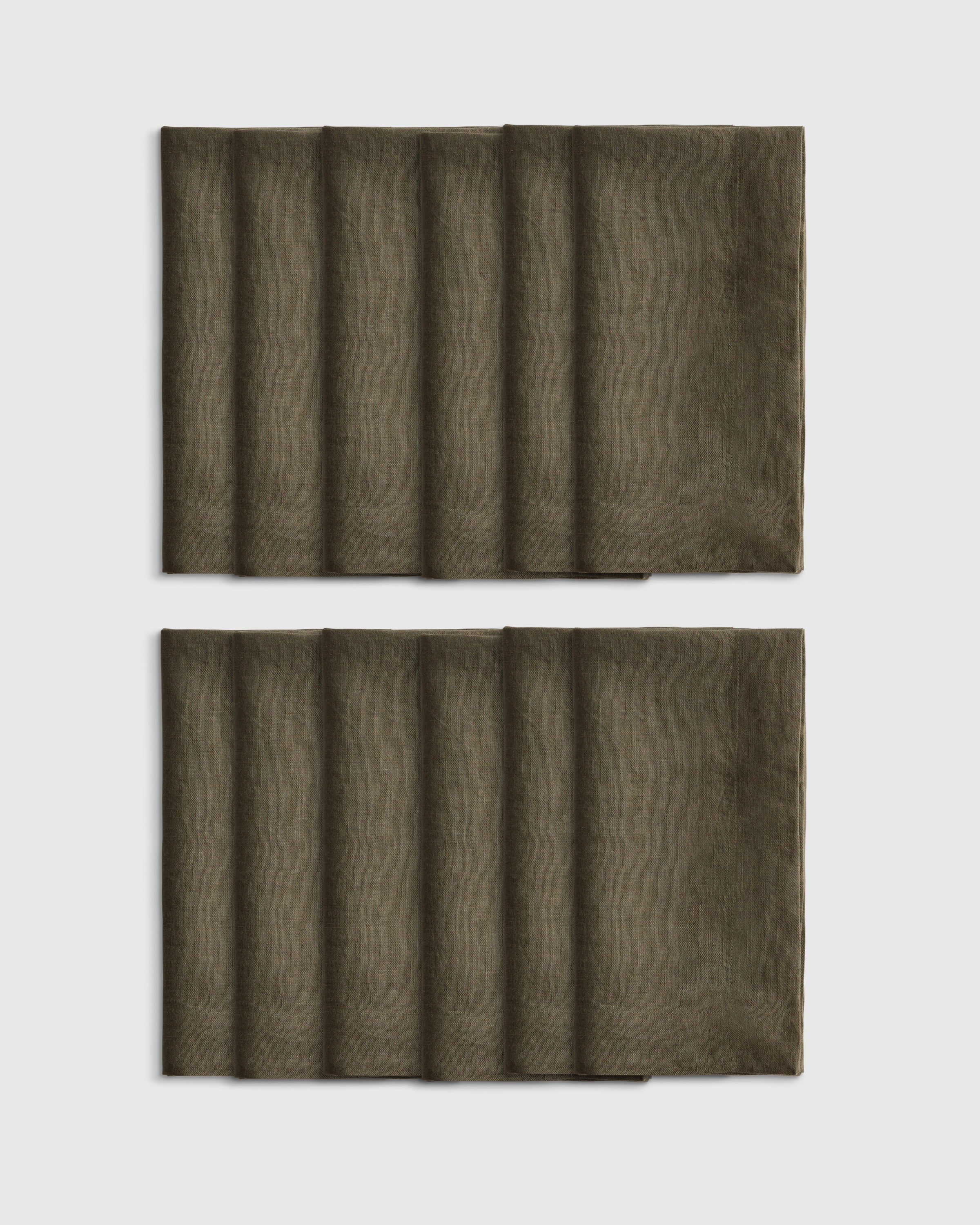 Dusty Olive European Linen Wide-Hem Napkins (Set of 12)