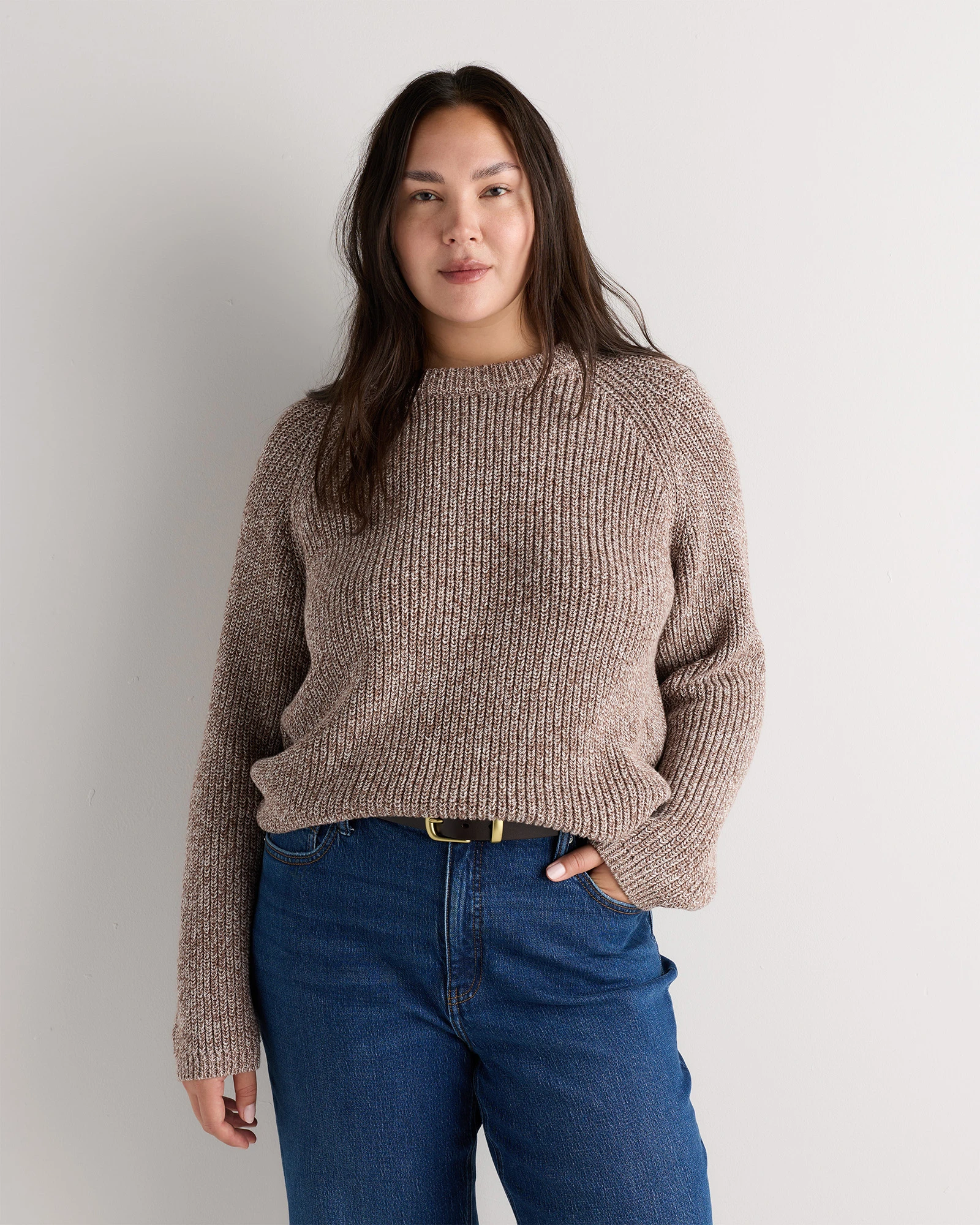 100% Organic Cotton Fisherman Crew Sweater - Plus Size