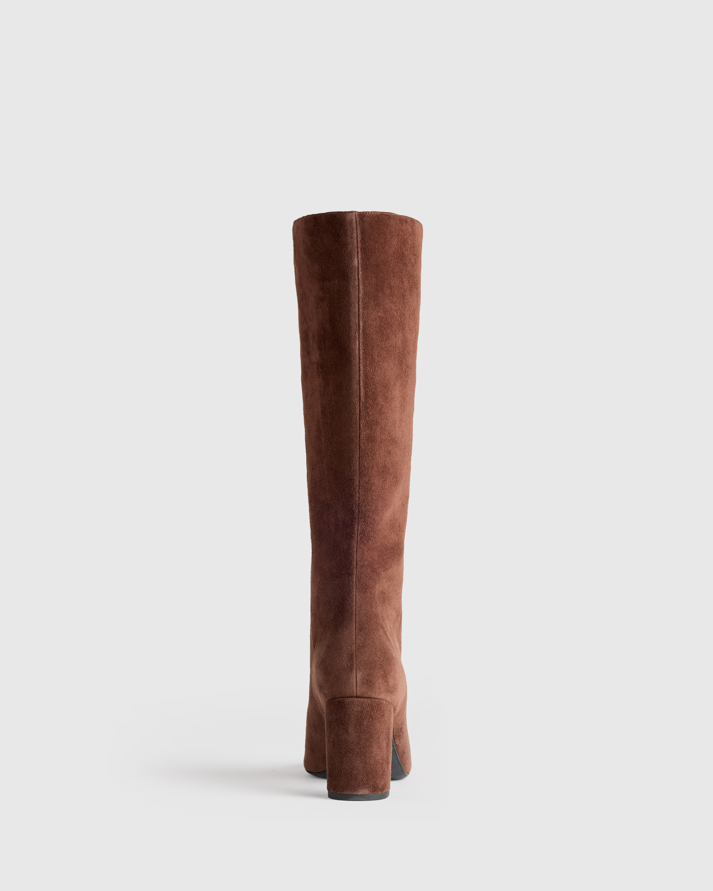 W--282-BLK Italian Suede Slouchy Block Heel Boots Espresso Brown 1396 CROPPED