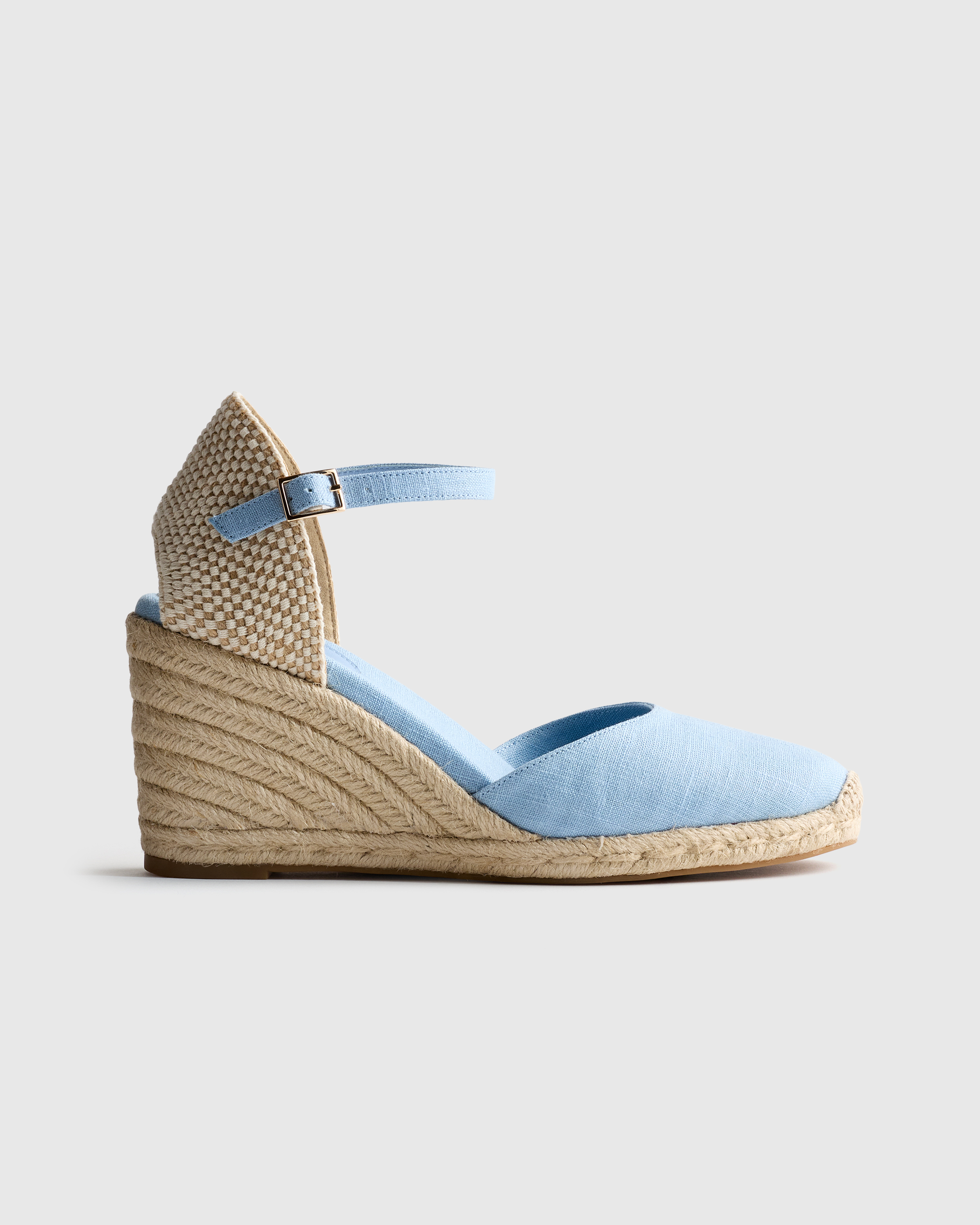 Chambray Blue Canvas Espadrille Wedge Sandal