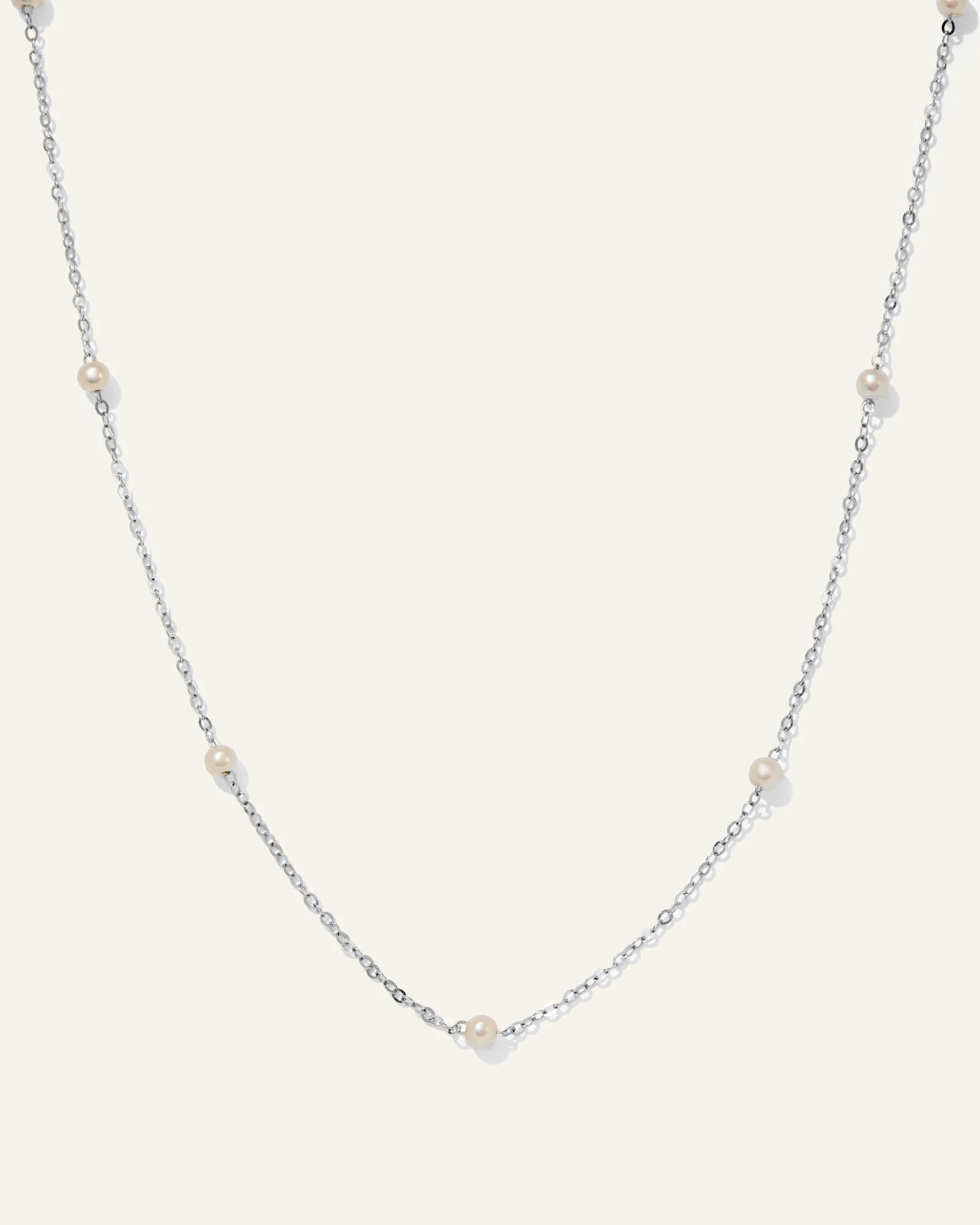 14K Gold Cultured Freshwater Pearl Station Necklace