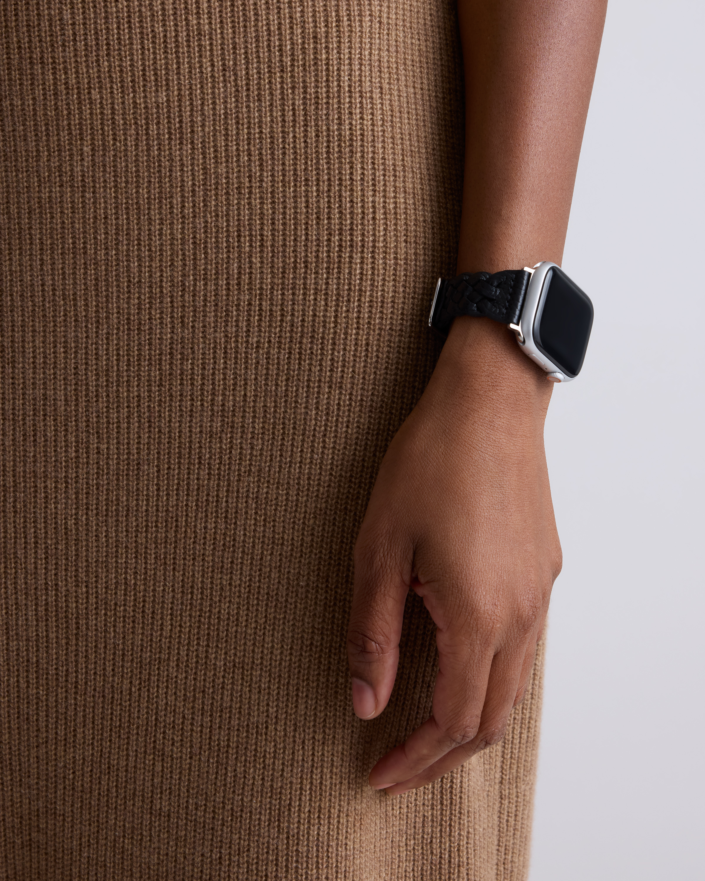 Braided Leather Smartwatch Band in Black display picture 2