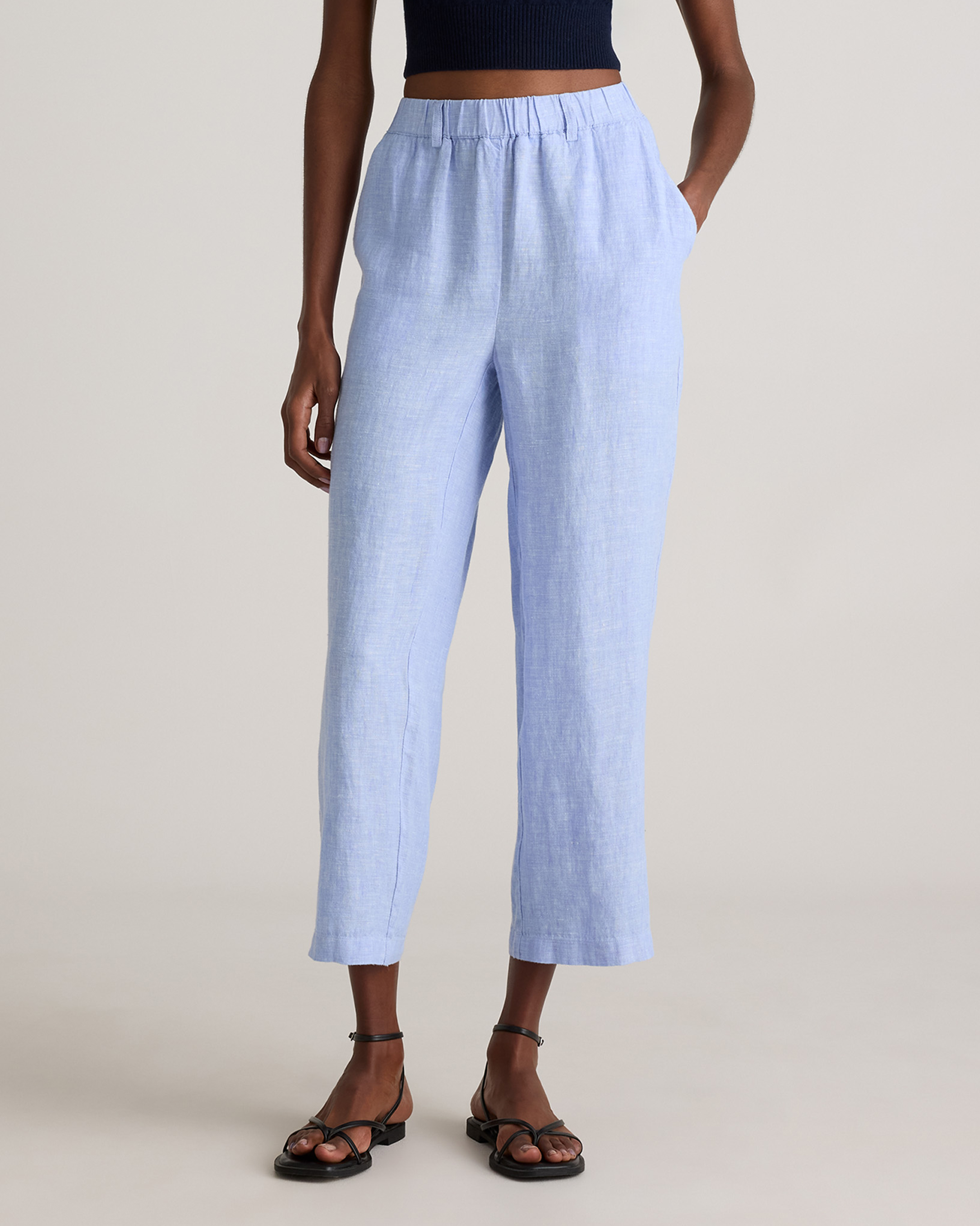 Quince Women's 100% European Linen Pants In French Blue