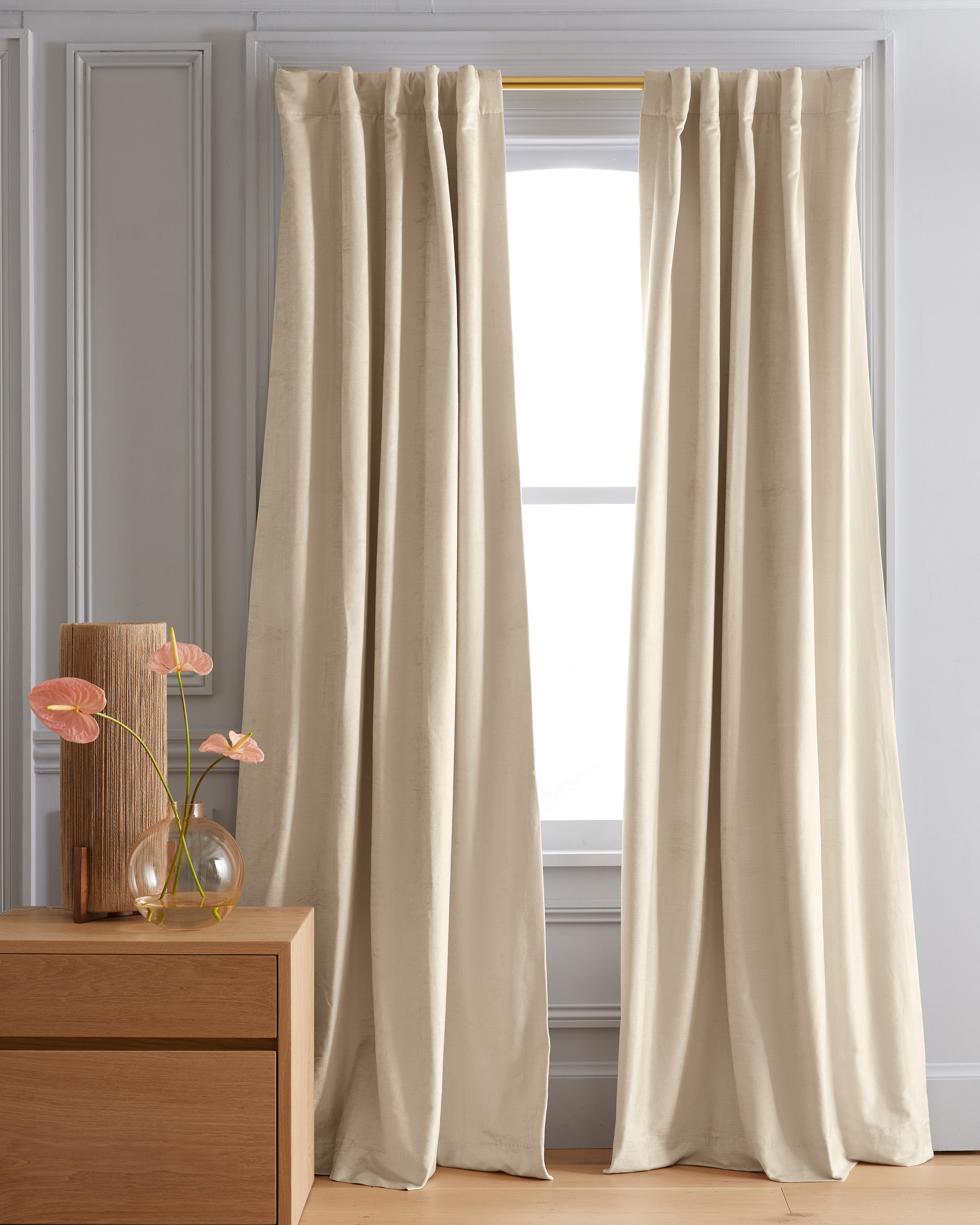 Champagne Luster Velvet Room Darkening Curtain