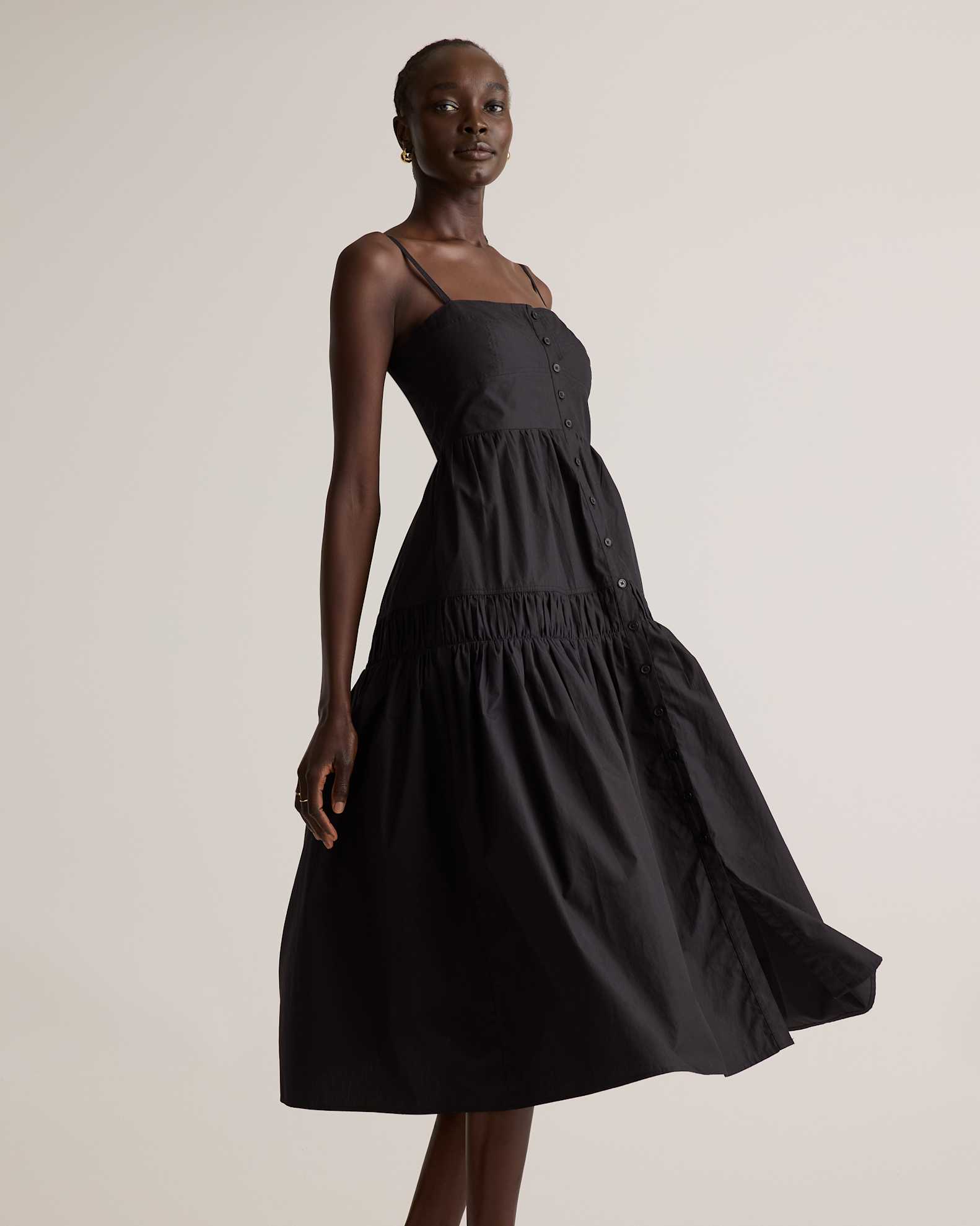 100% Organic Cotton Spaghetti Strap Maxi Dress in Black 100% Organic Cotton Spaghetti Strap Maxi Dress in Black