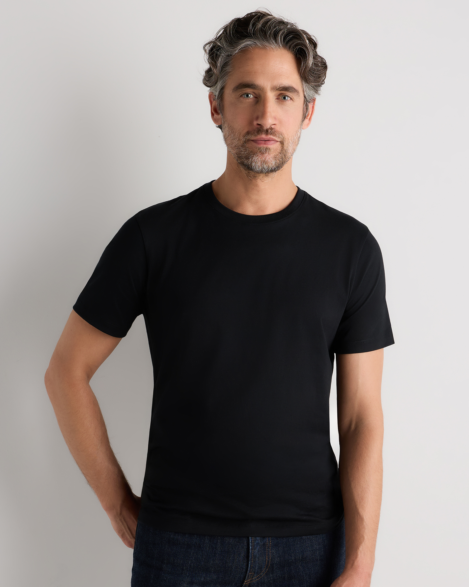 Bold Black 100% Pima Cotton Crewneck T-Shirt