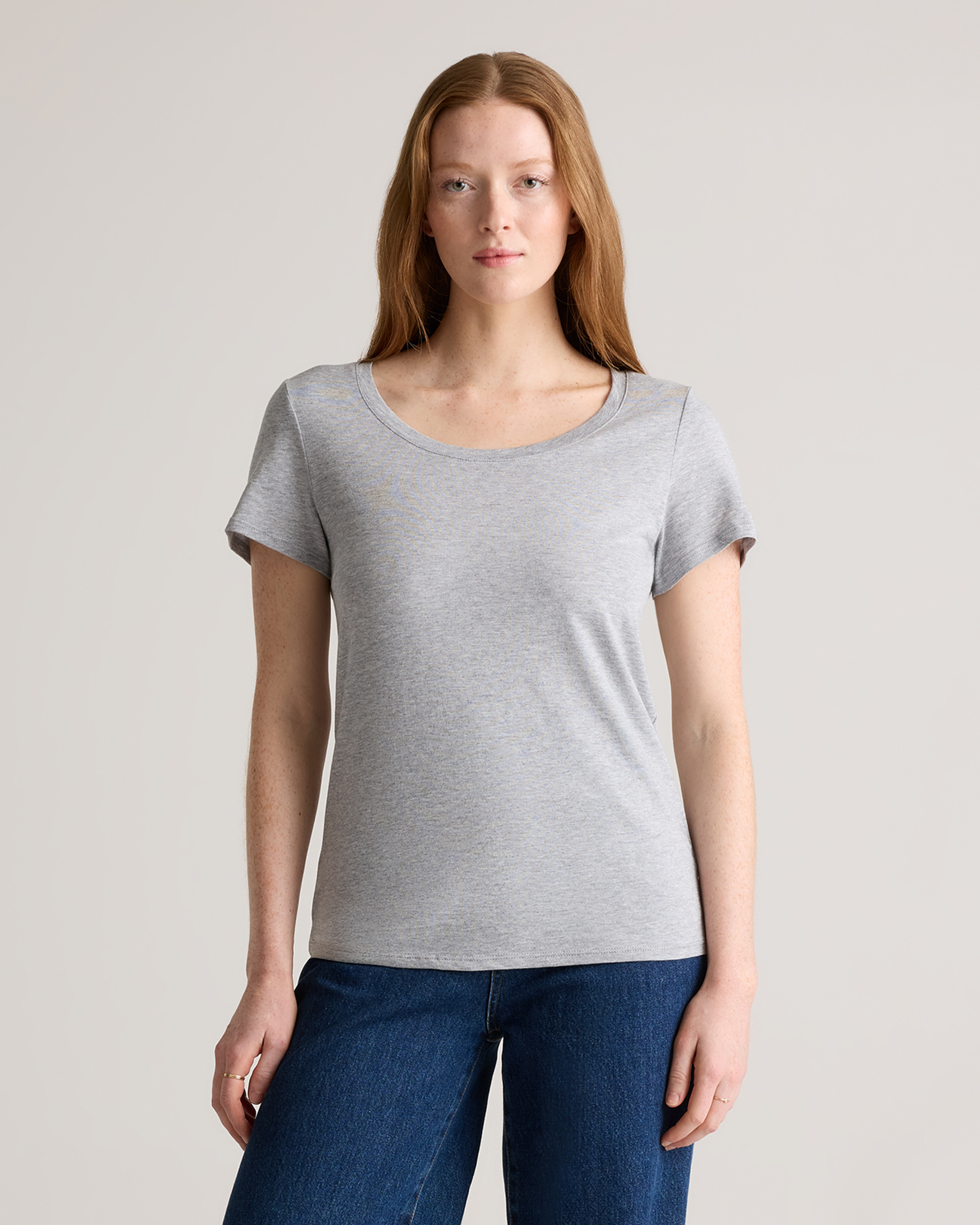 Heather Grey Cotton Modal Scoop Neck Tee
