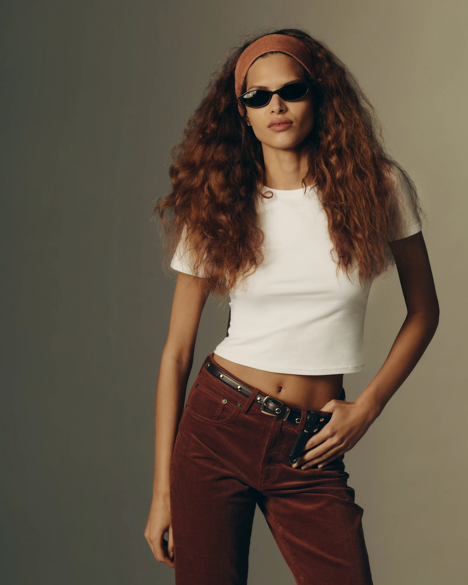 Stretch Cotton Jersey Cropped Fitted T-Shirt