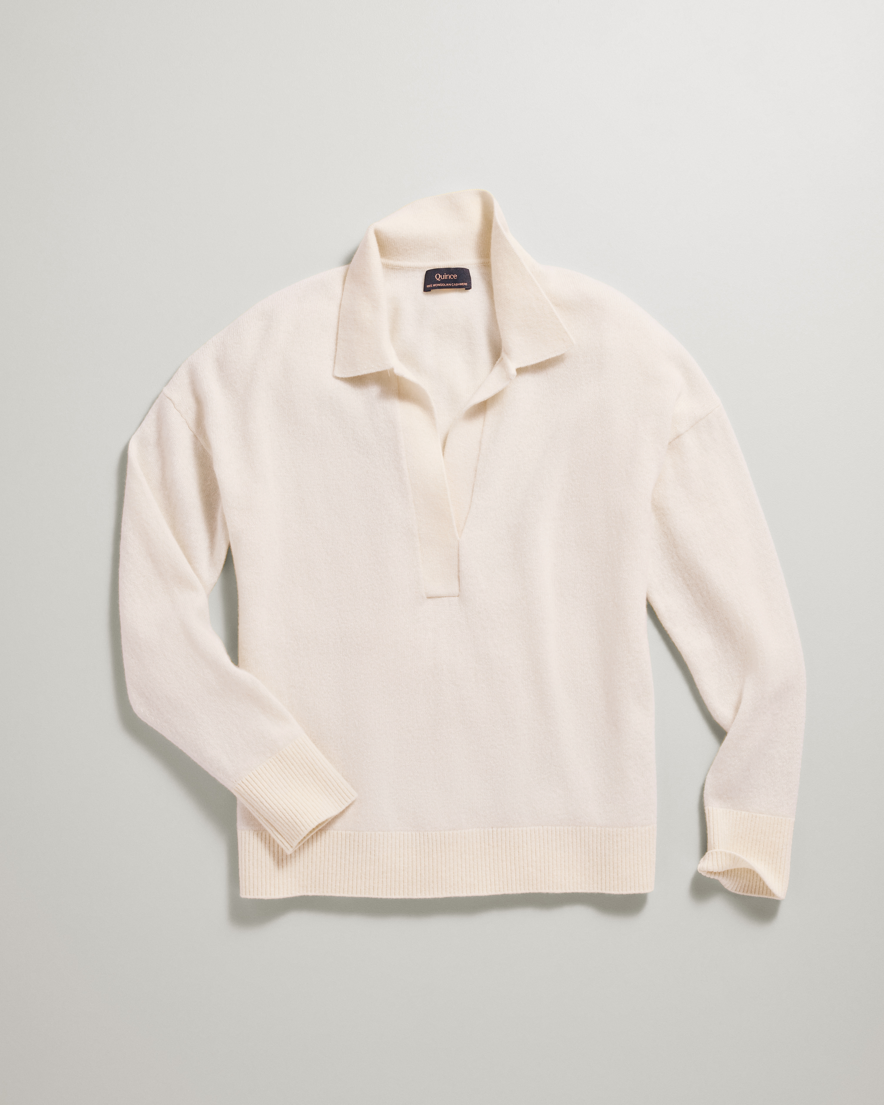 Ivory Mongolian Cashmere Polo Sweater