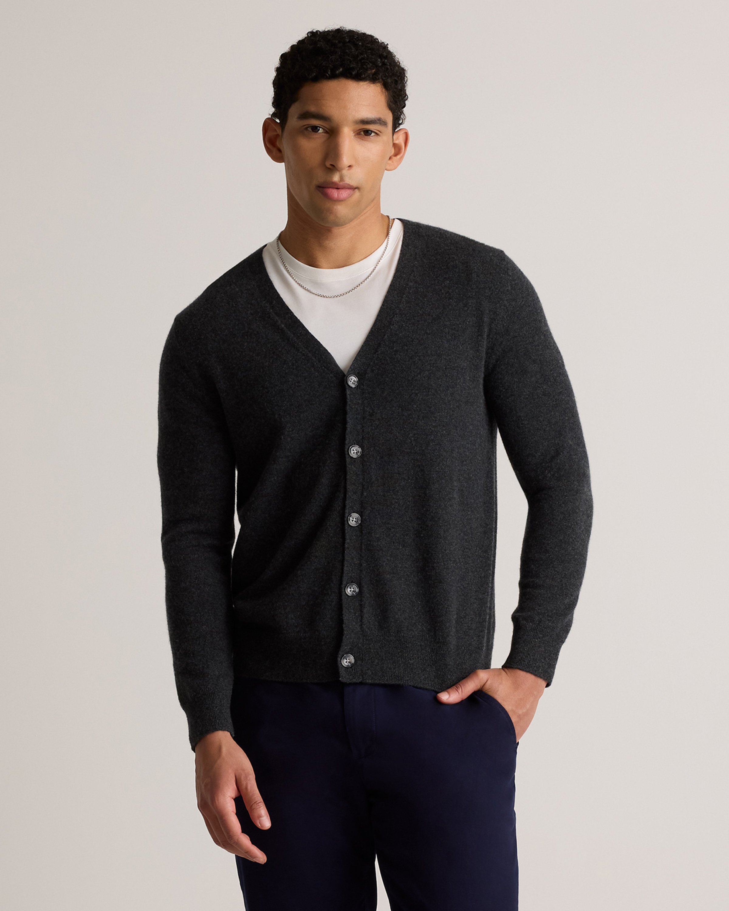 Heather Charcoal Mongolian Cashmere Cardigan Sweater