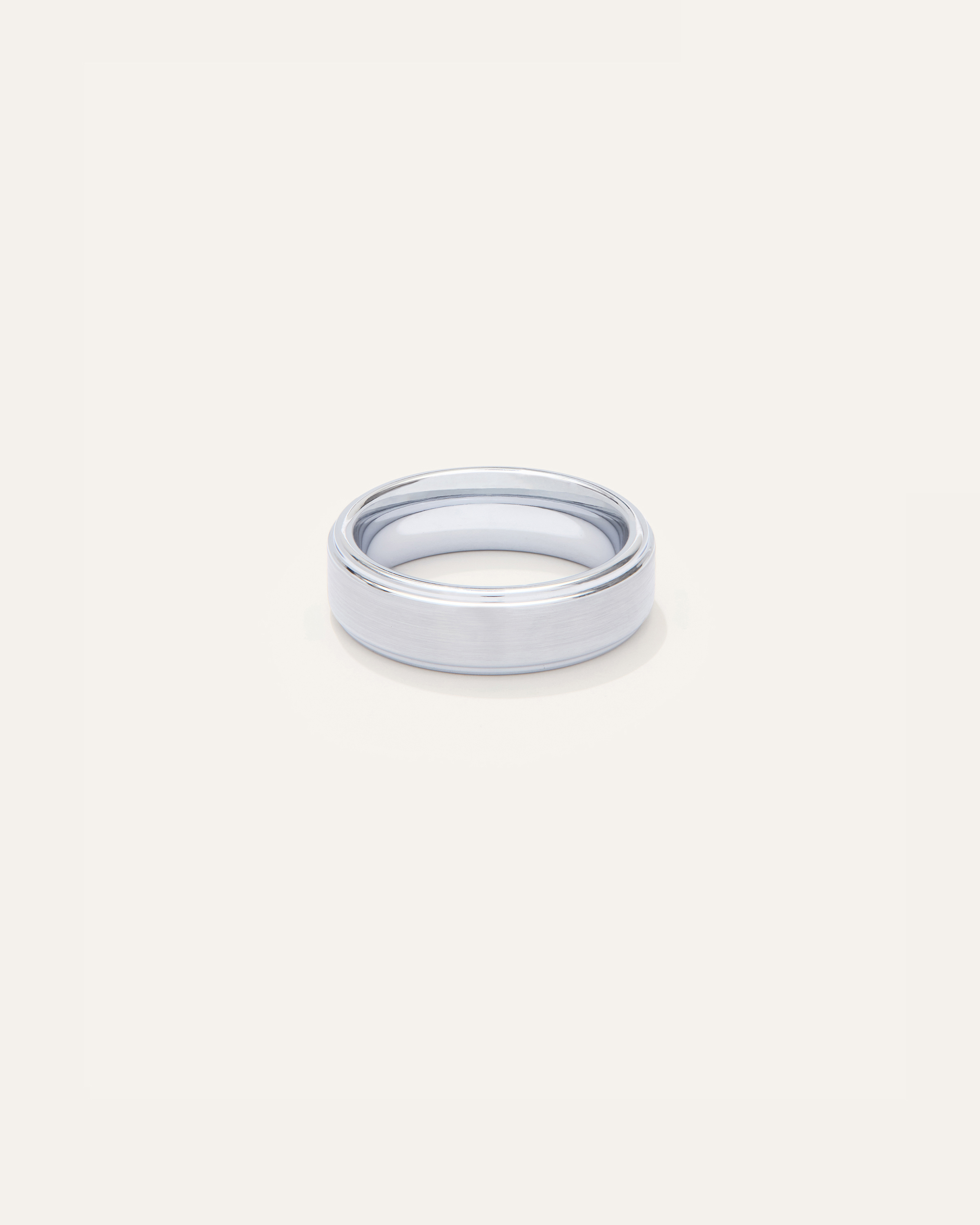 Quince Men's Tungsten Carbide Brushed Step Edge Band Rings In White