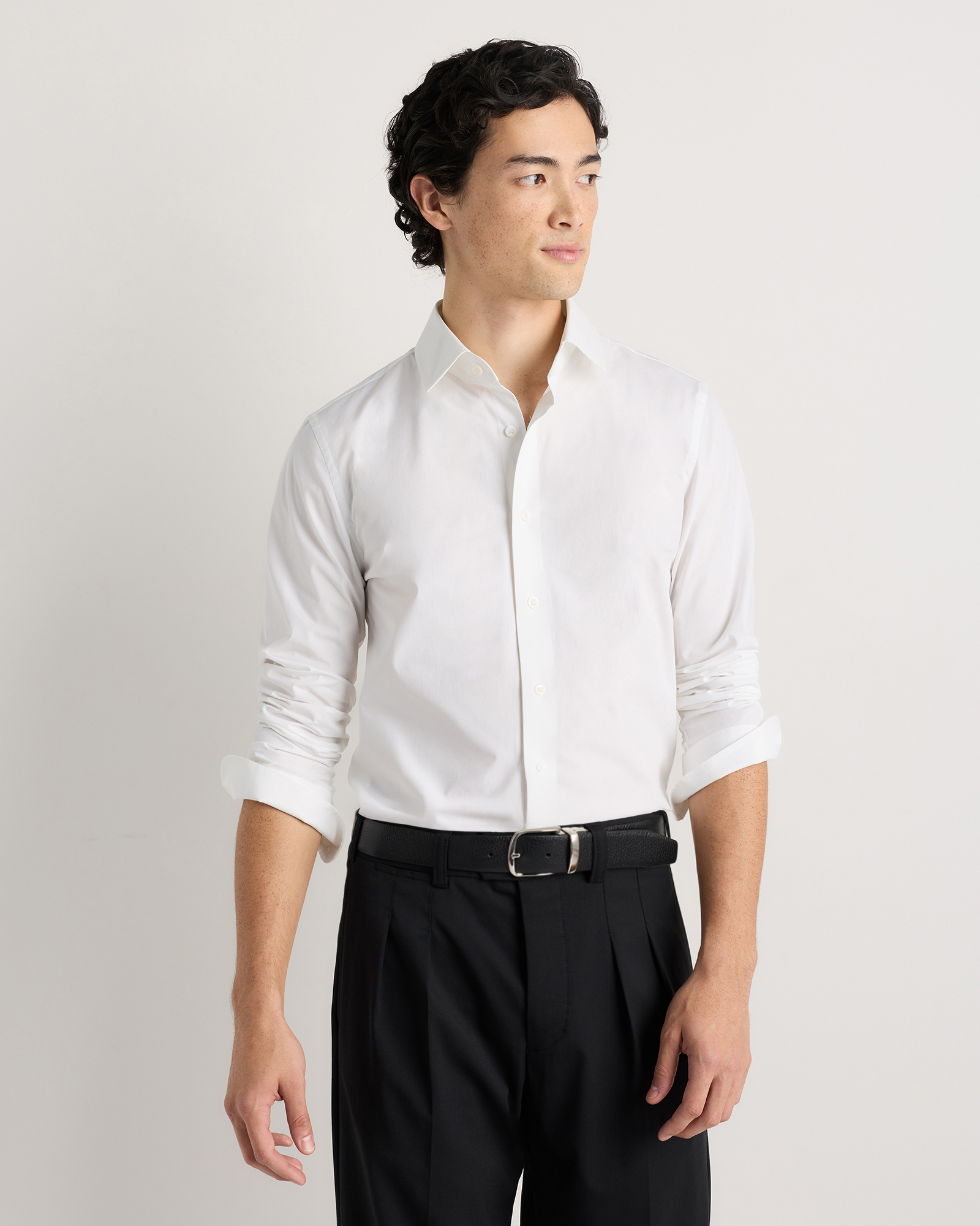 White Organic Cotton Stretch Poplin Dress Shirt
