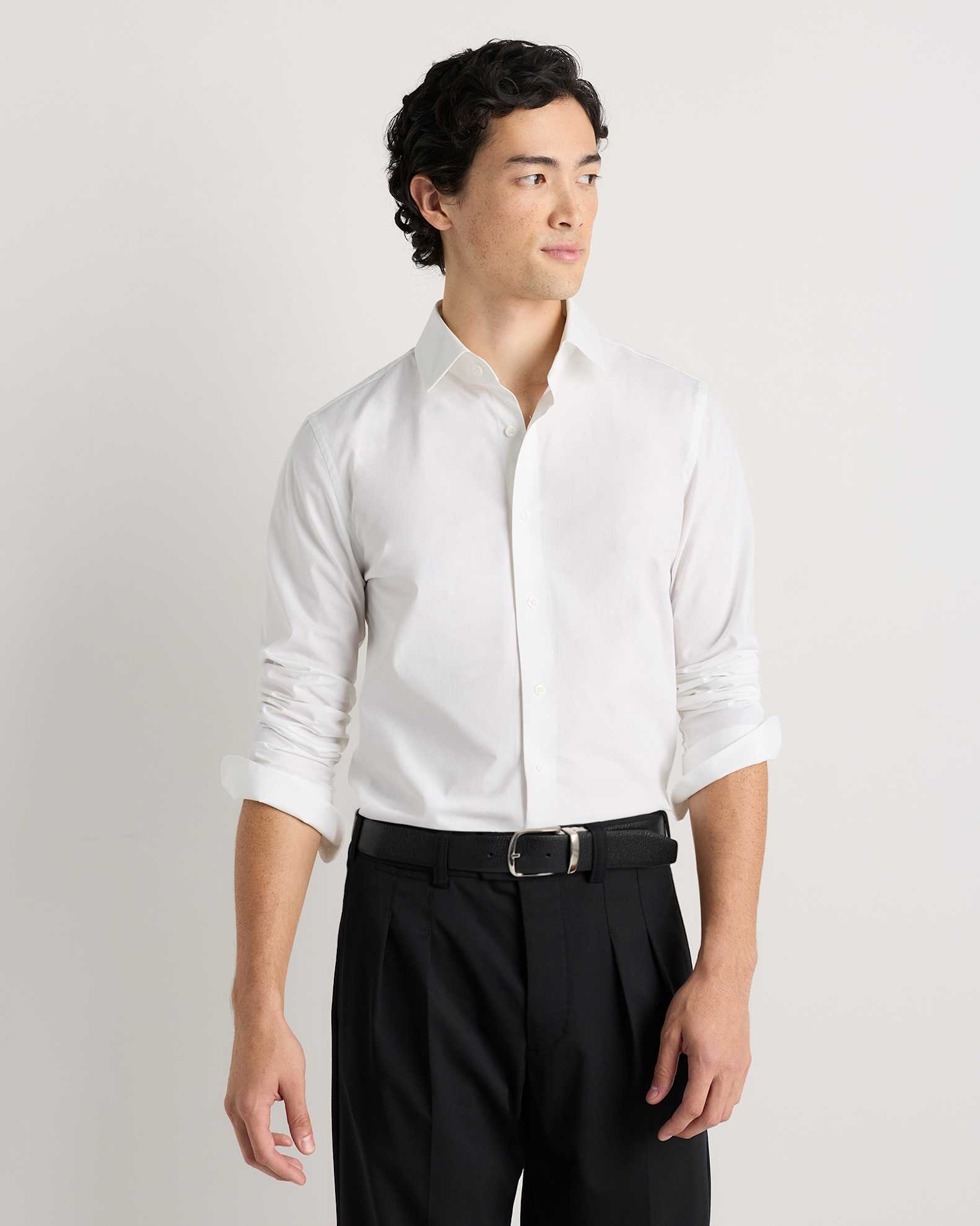 Men's Organic Cotton Stretch Poplin Dress Shirt - Slim Fit Men's Organic Cotton Stretch Poplin Dress Shirt - Slim Fit