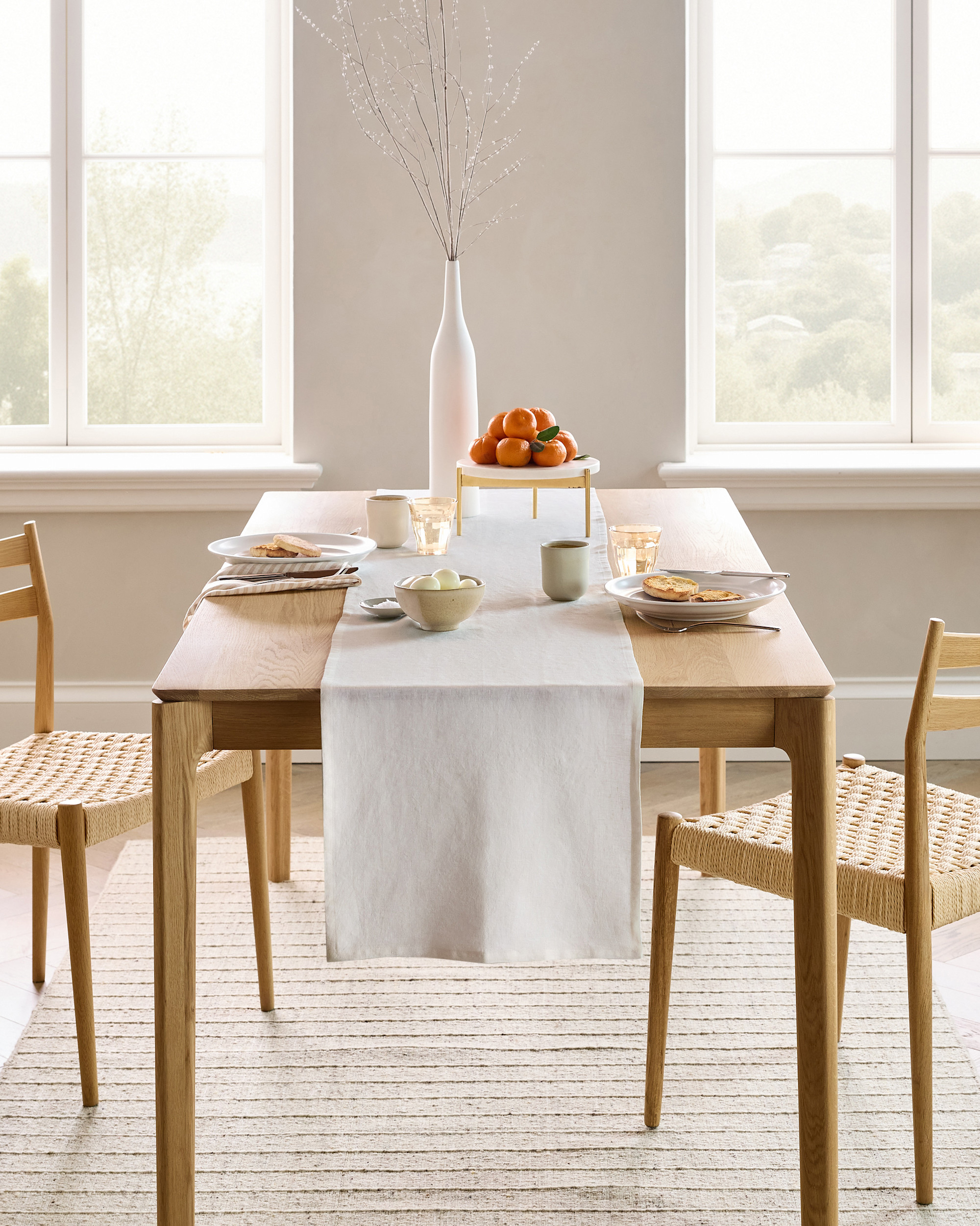 European Linen Table Runner - Ivory