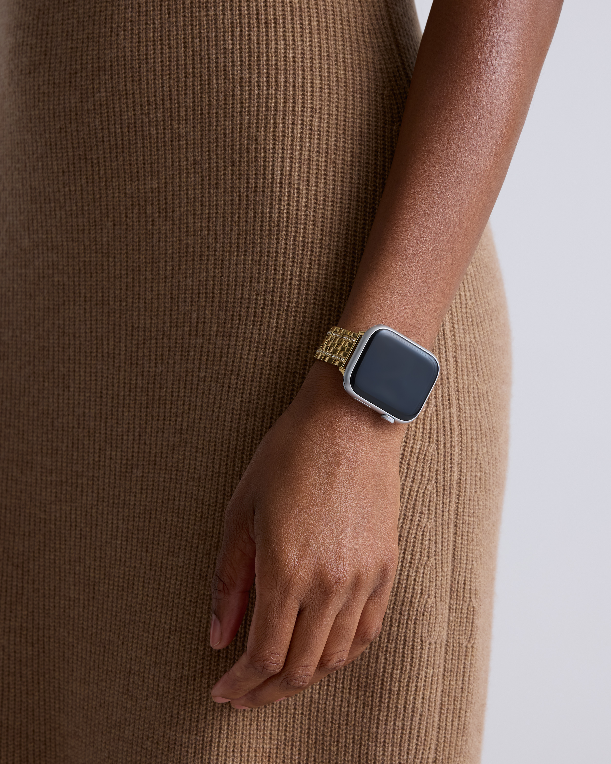 Stainless Steel & Pave Bracelet Smartwatch Band in Gold  display picture 3