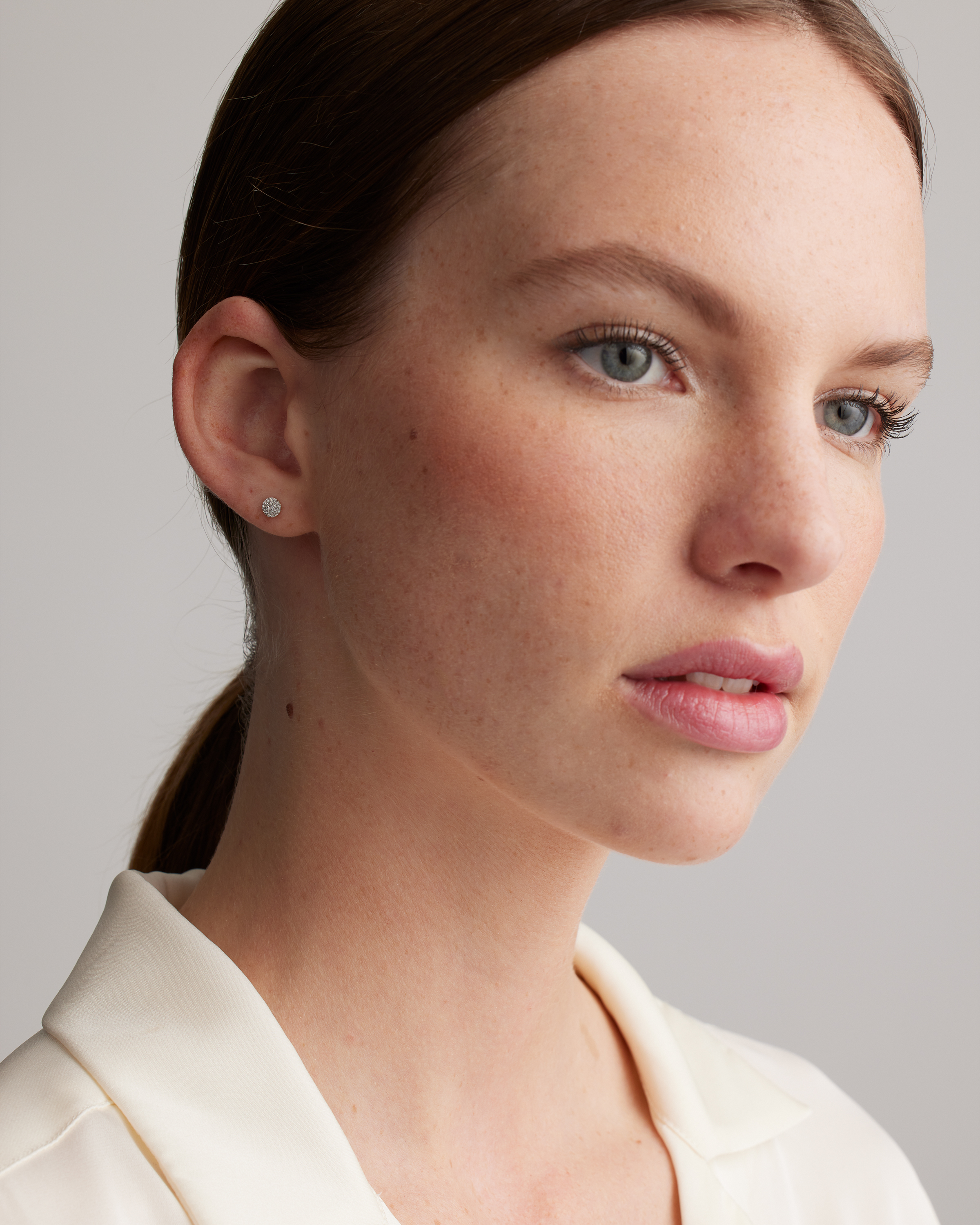 Boucles D'Oreilles Clous En Or Blanc 18K - Diamants Ronds Pave 1,33 Carats - Neuf Avec Étiquettes