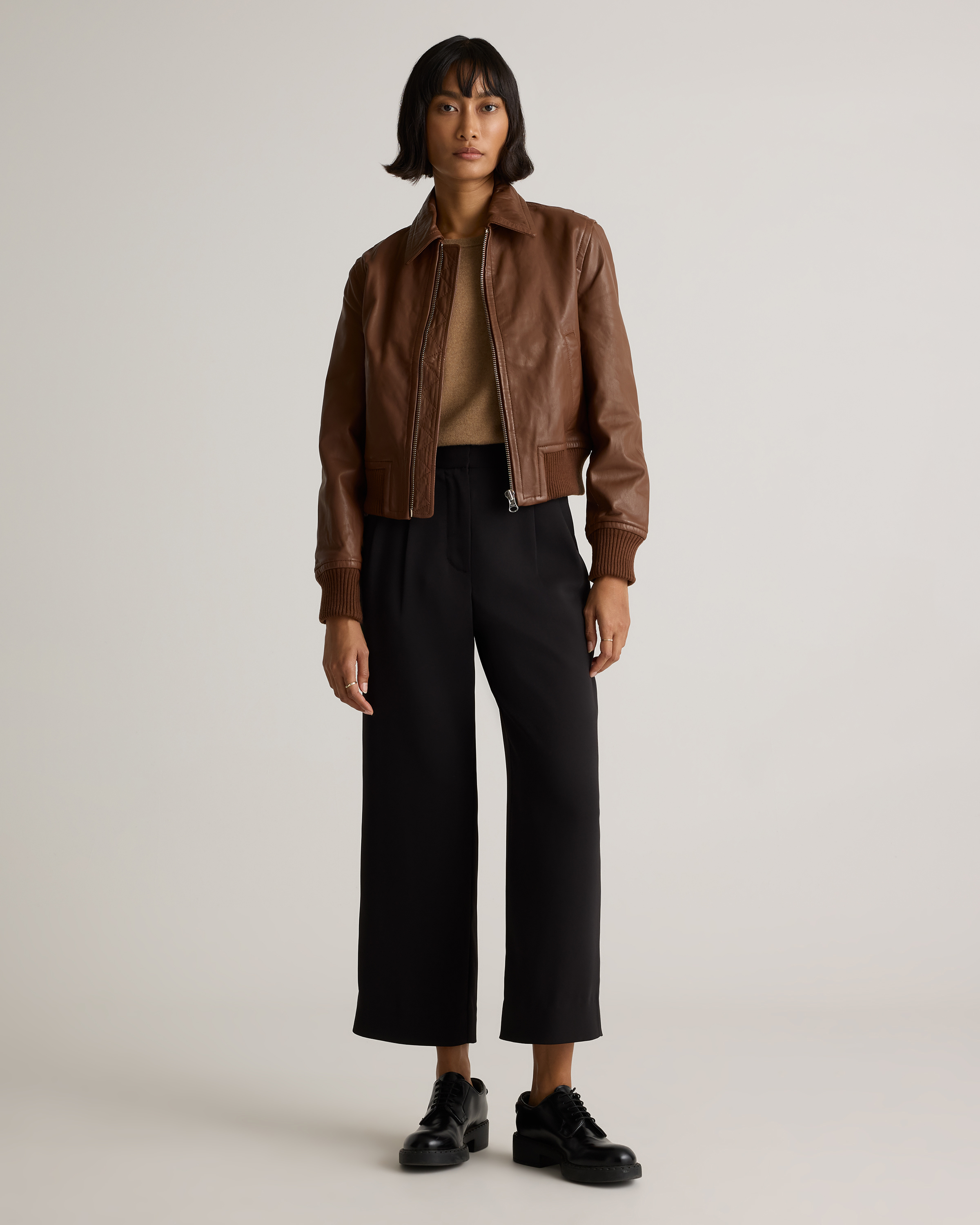Women's 100% Washed Leather Bomber Jacket