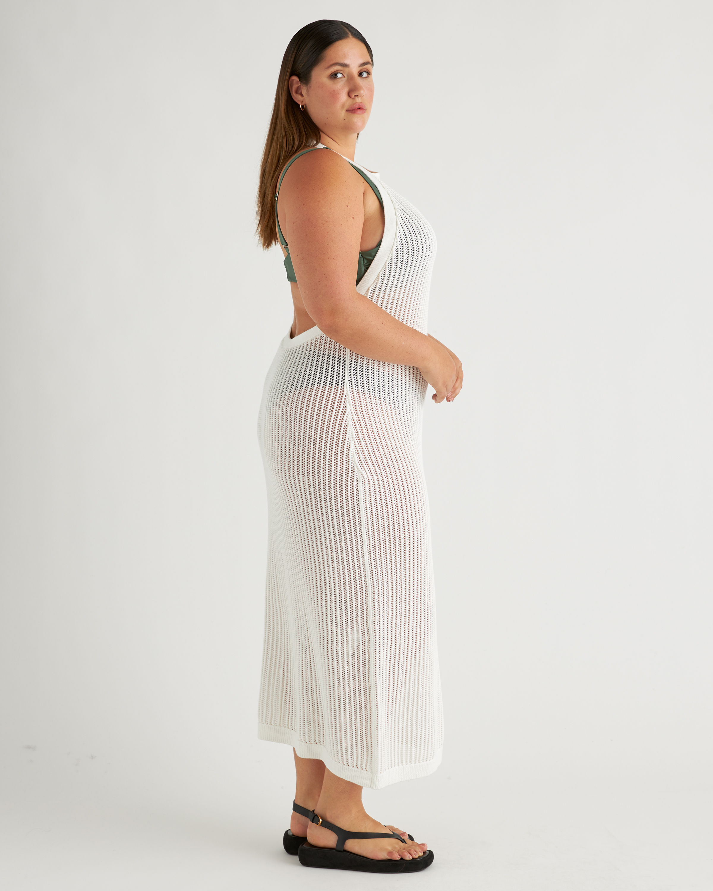 flowy black dress with flutter cap sleeves PQ Swim Ivory Harbor Cover Up M/L / Ivory main image 0