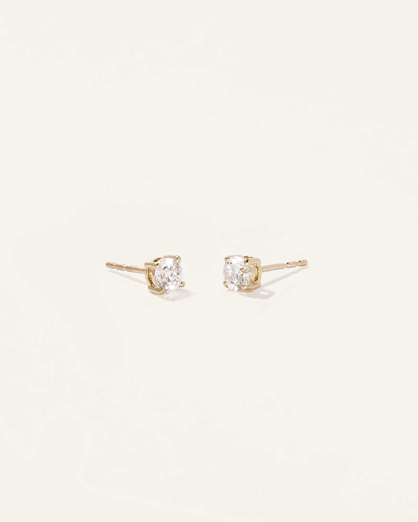 14k Gold Natural Diamond Solitaire Studs