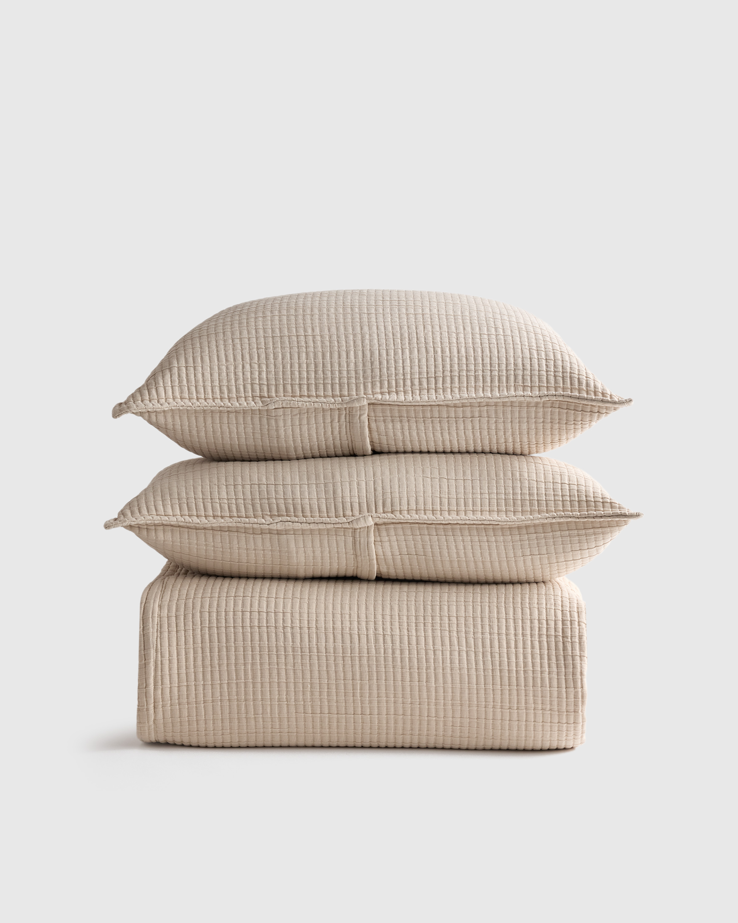 Toffee Organic Ribbed Cotton Coverlet Set