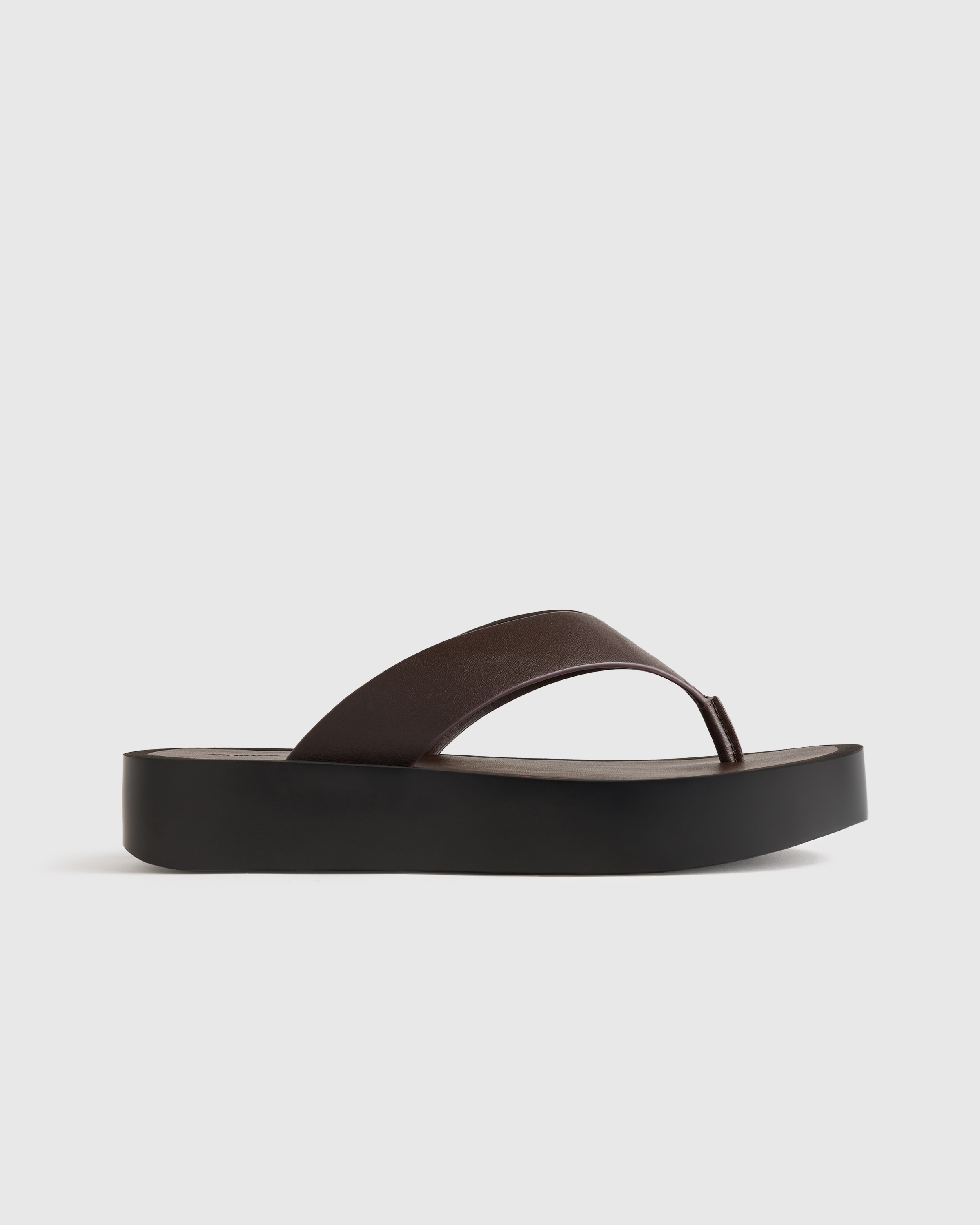 Coffee Bean Italian Leather Thong Platform Sandal
