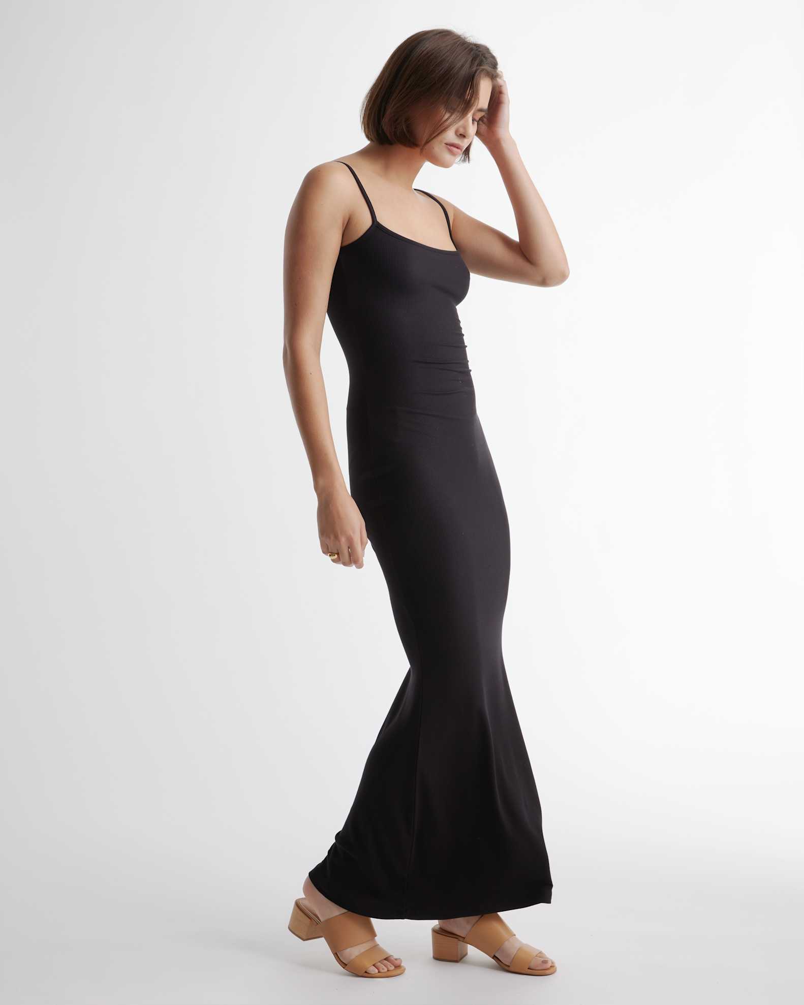 tencel rib knit maxi slip dress Quince Tencel Rib Knit Maxi Slip Dress