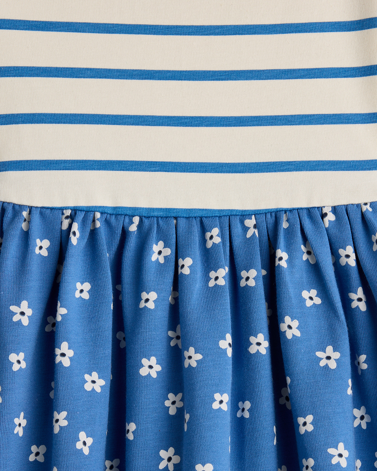 Long Sleeve Fit and Flare Pocket Dress in Blue Mini Floral Stripe, Size 12-18m, Organic Cotton by Quince - Baby