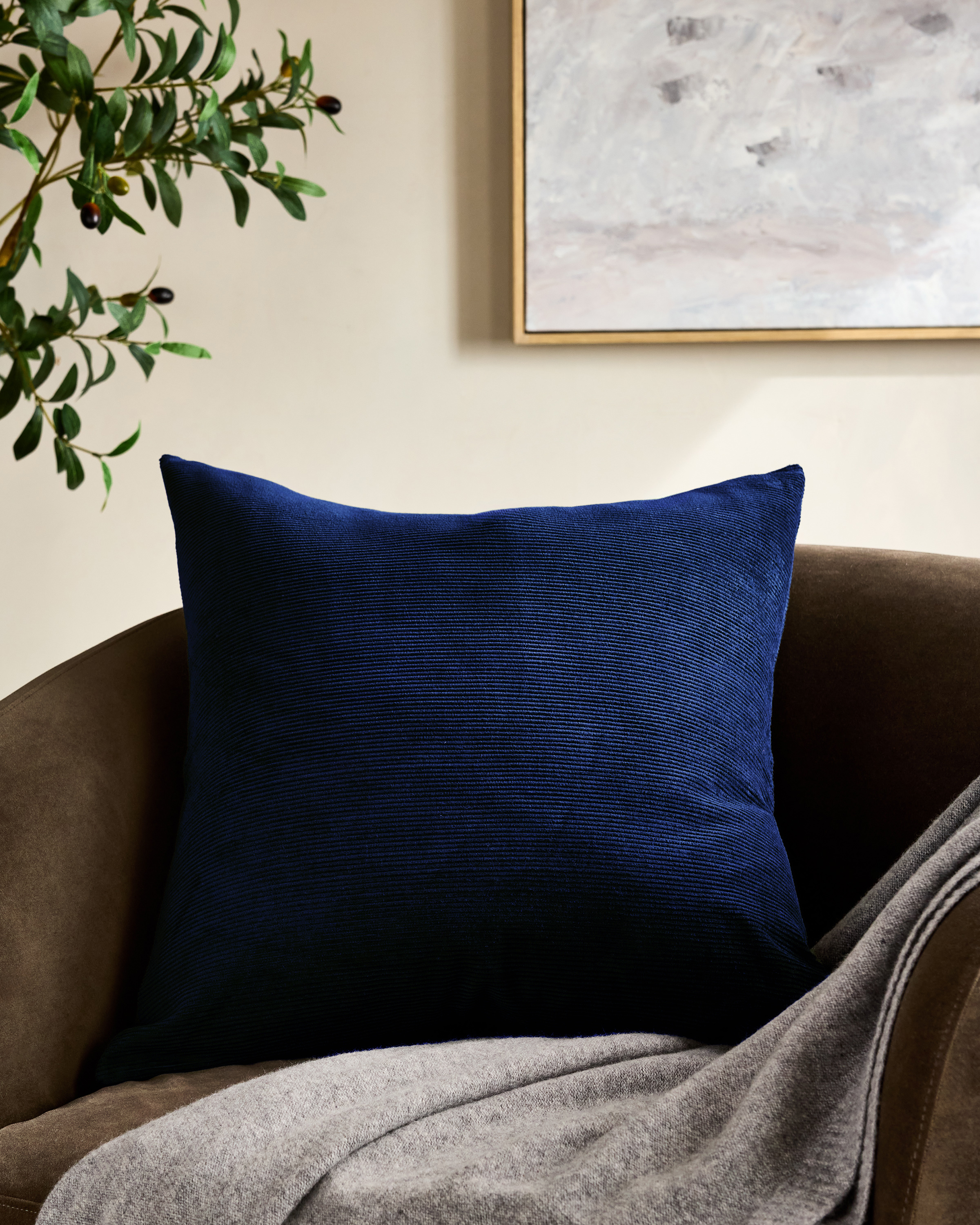 Navy Corduroy Cotton Velvet Pillow Cover