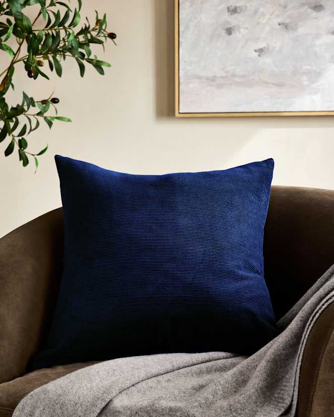 Navy Corduroy Cotton Velvet Pillow Cover