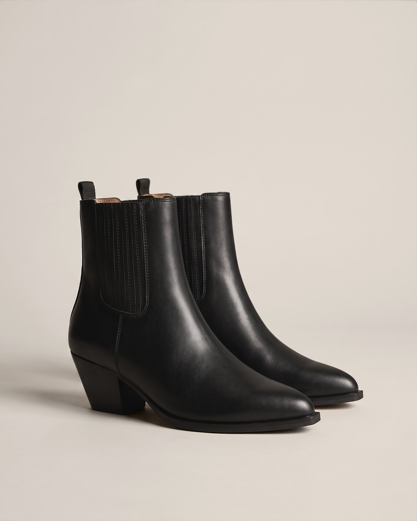 Black Italian Leather Western Chelsea Ankle Boot