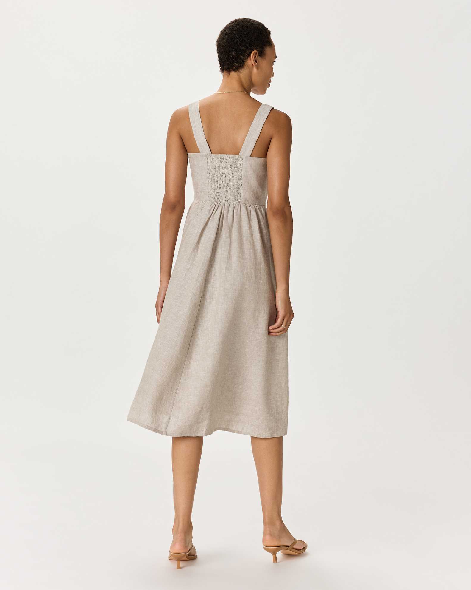 Women's 100% European Linen Fit & Flare Midi Dress in Flax, Size XL by Quince Women's 100% European Linen Fit & Flare Midi Dress in Flax, Size XL by Quince