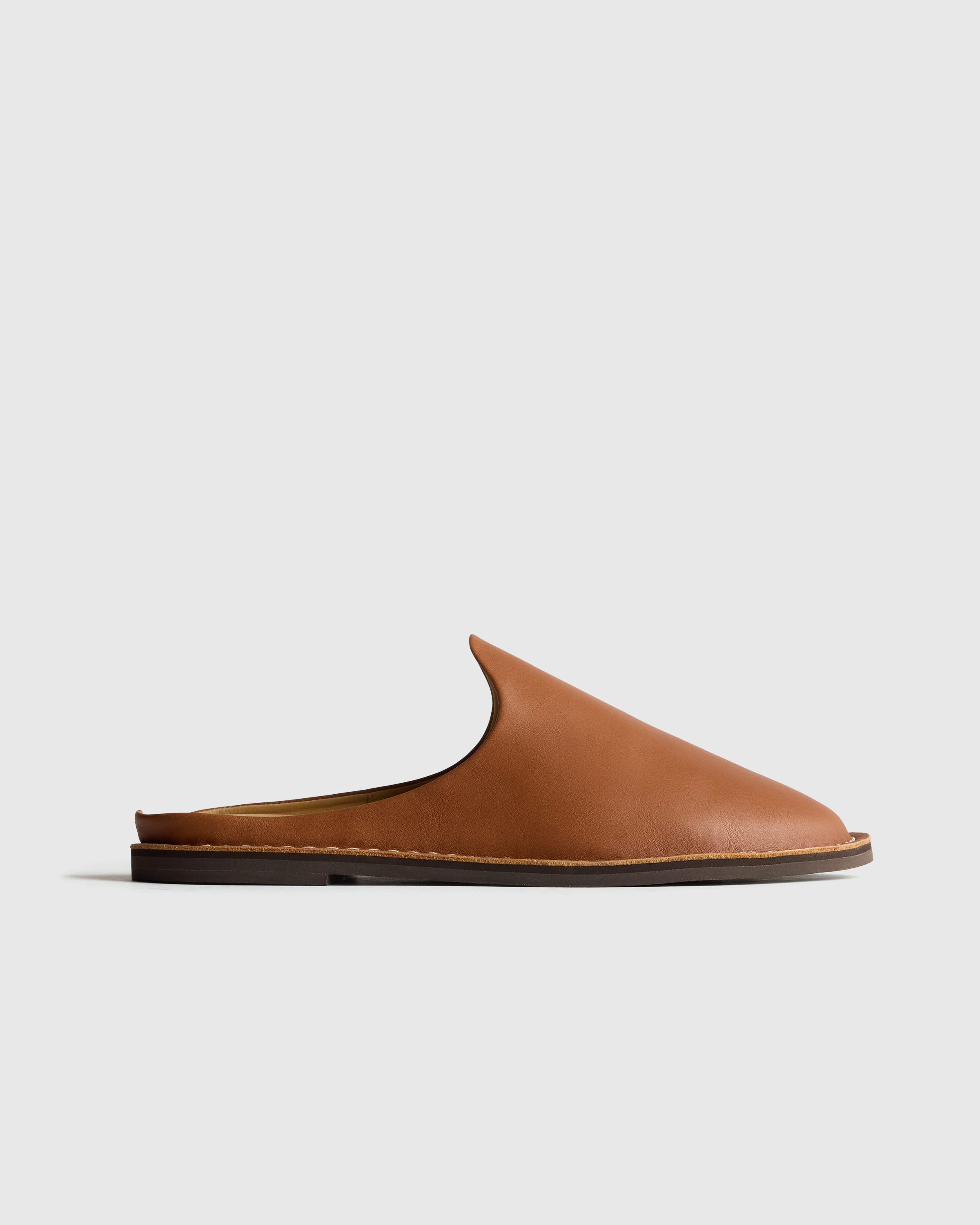 Peanut Italian Leather Mule Slip-On