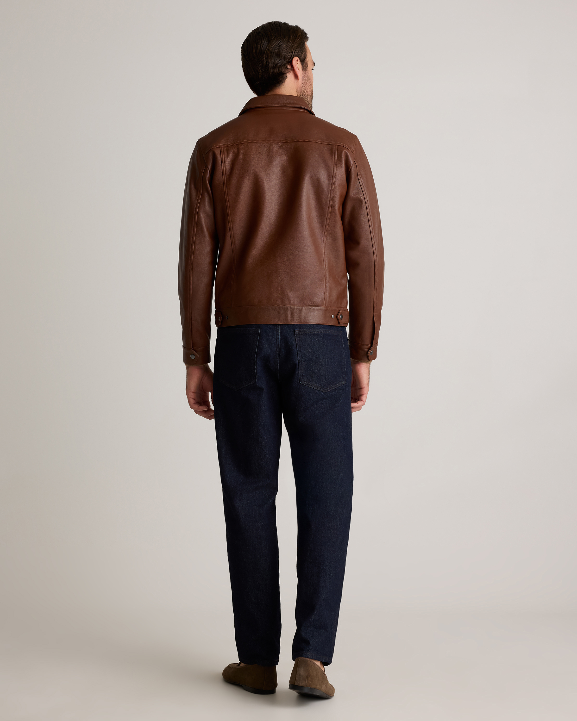 100% Burnished Leather Trucker Jacket