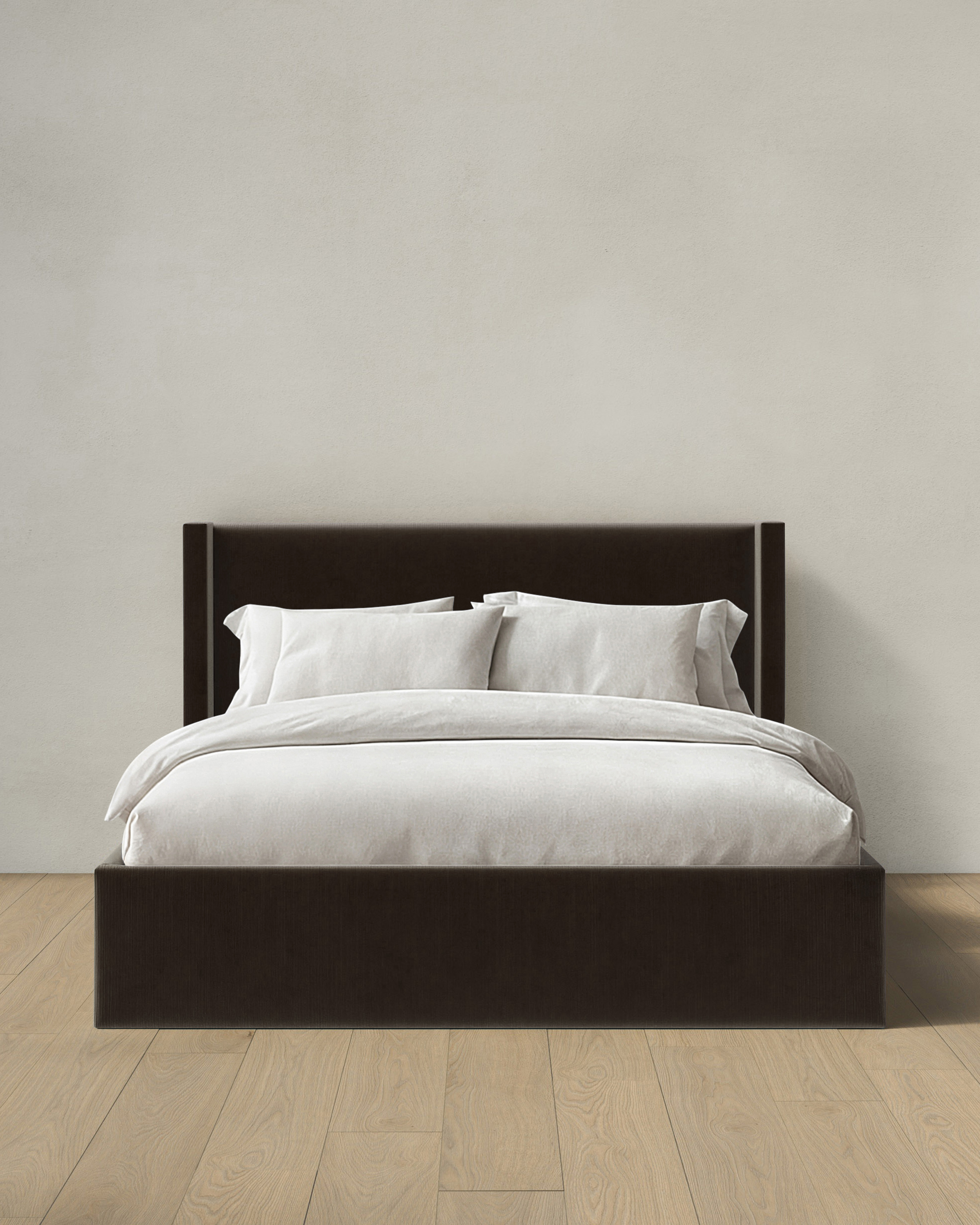 Chocolate Wingback Bed in Performance Velvet