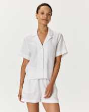 Quince Women's 100% European Linen Short Sleeve Shirt in White