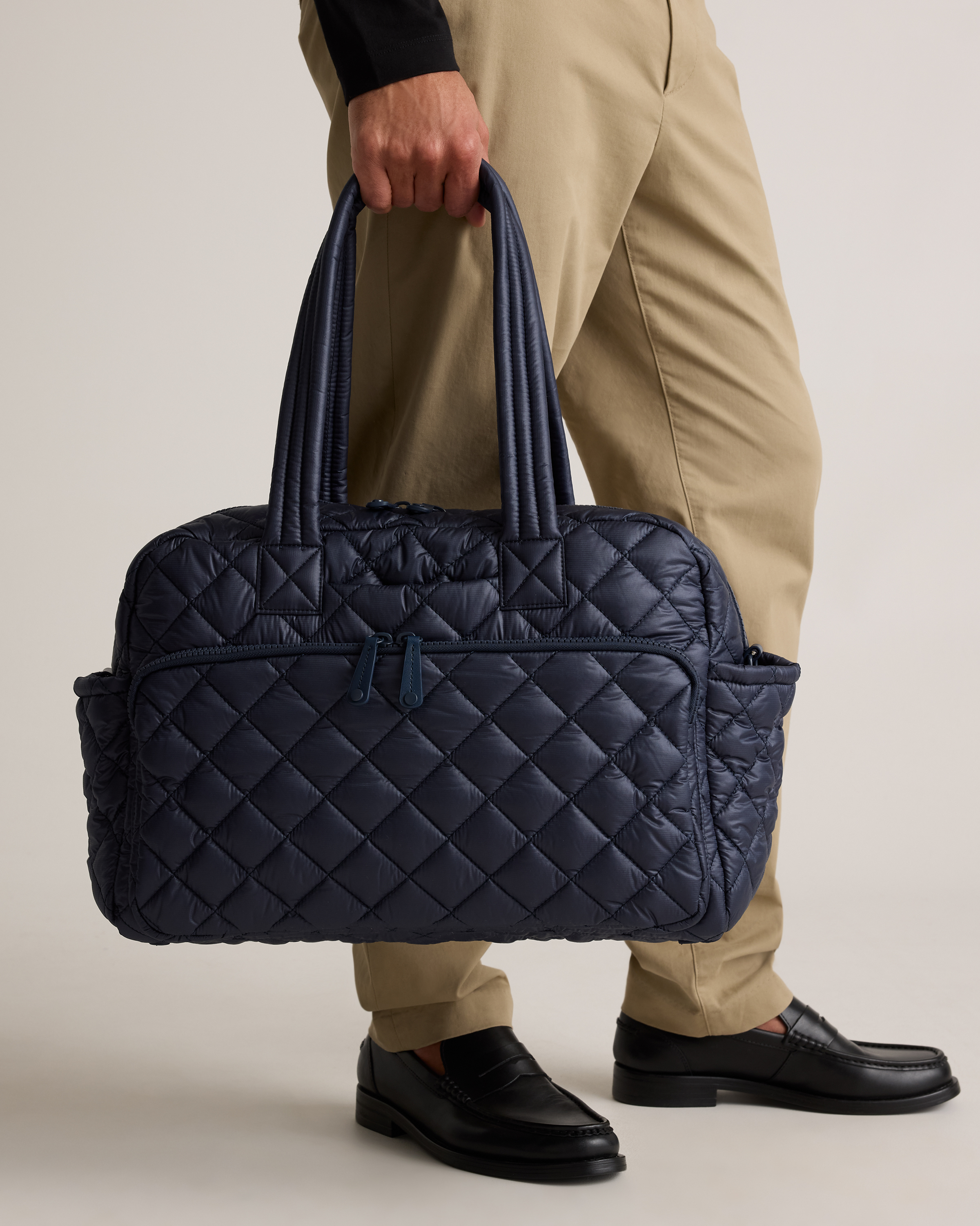 Quilted Duffle Bag in Navy