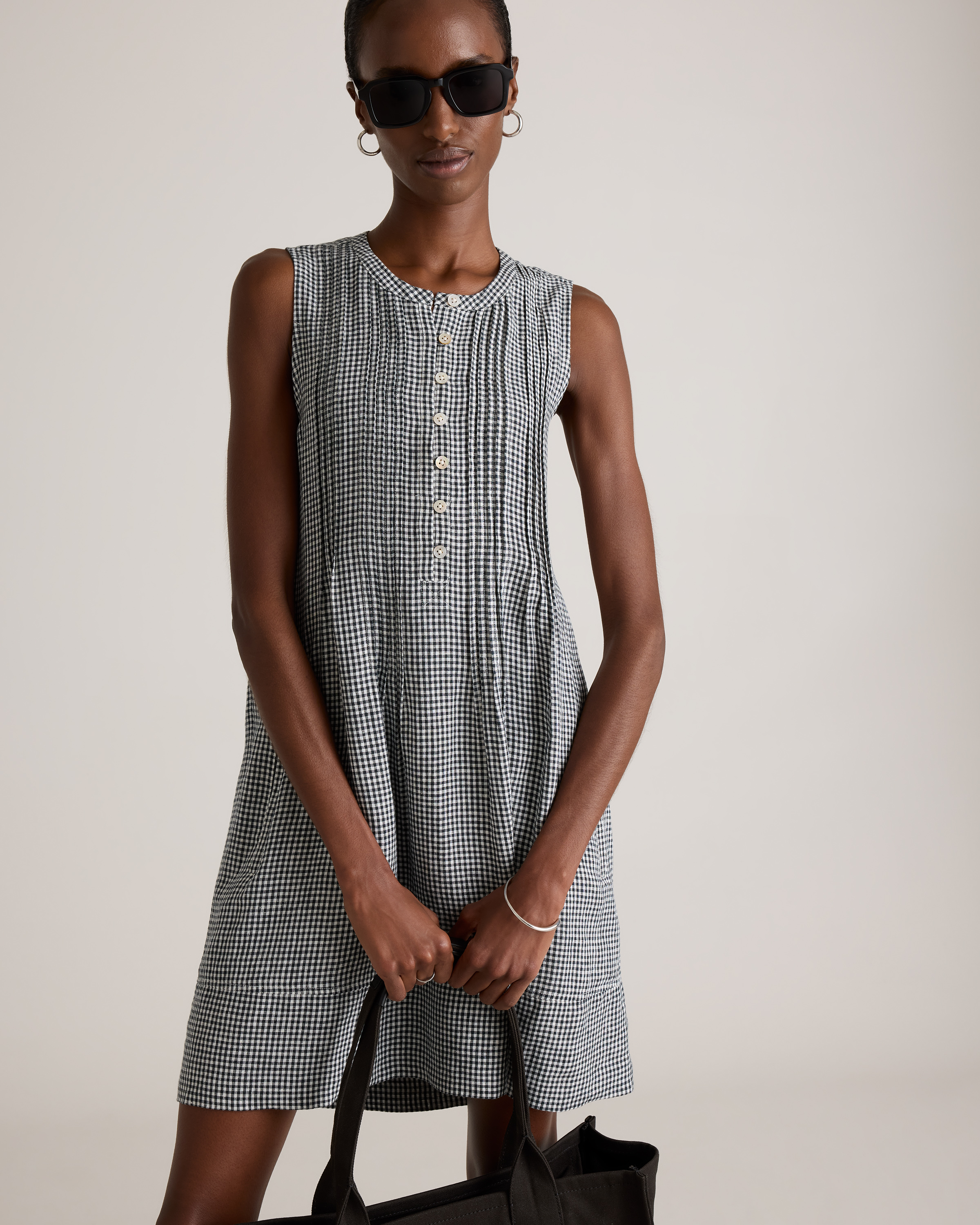 knee length dresses for ladies 100% Linen Swing Beach Tank Dress GIANA – LINTICO main image 0