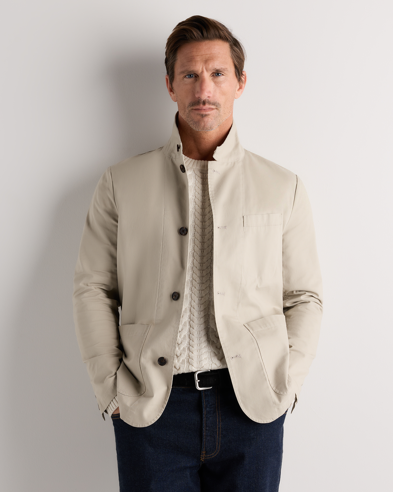 Khaki Organic Twill Unstructured Blazer