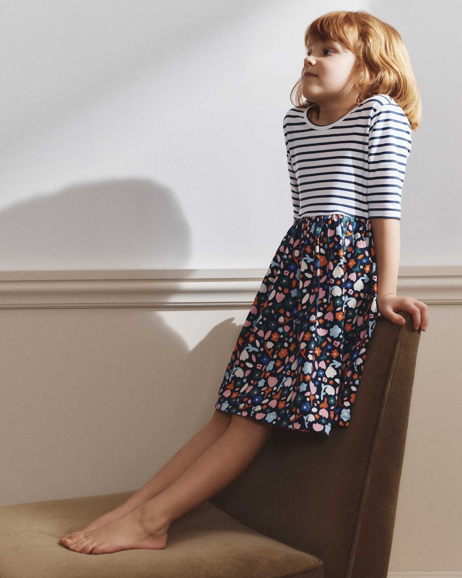 cotton skater dress Red Mushroom and a back zippered closure Skater Dress in Navy Stripe