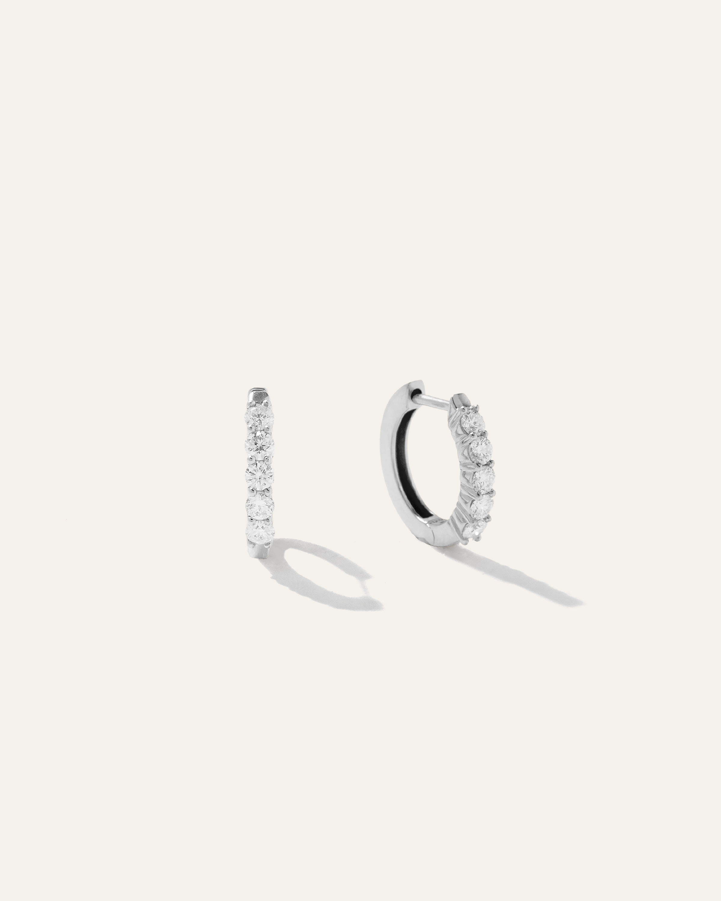 White Gold 14K Gold Diamond Classic Huggie Hoops