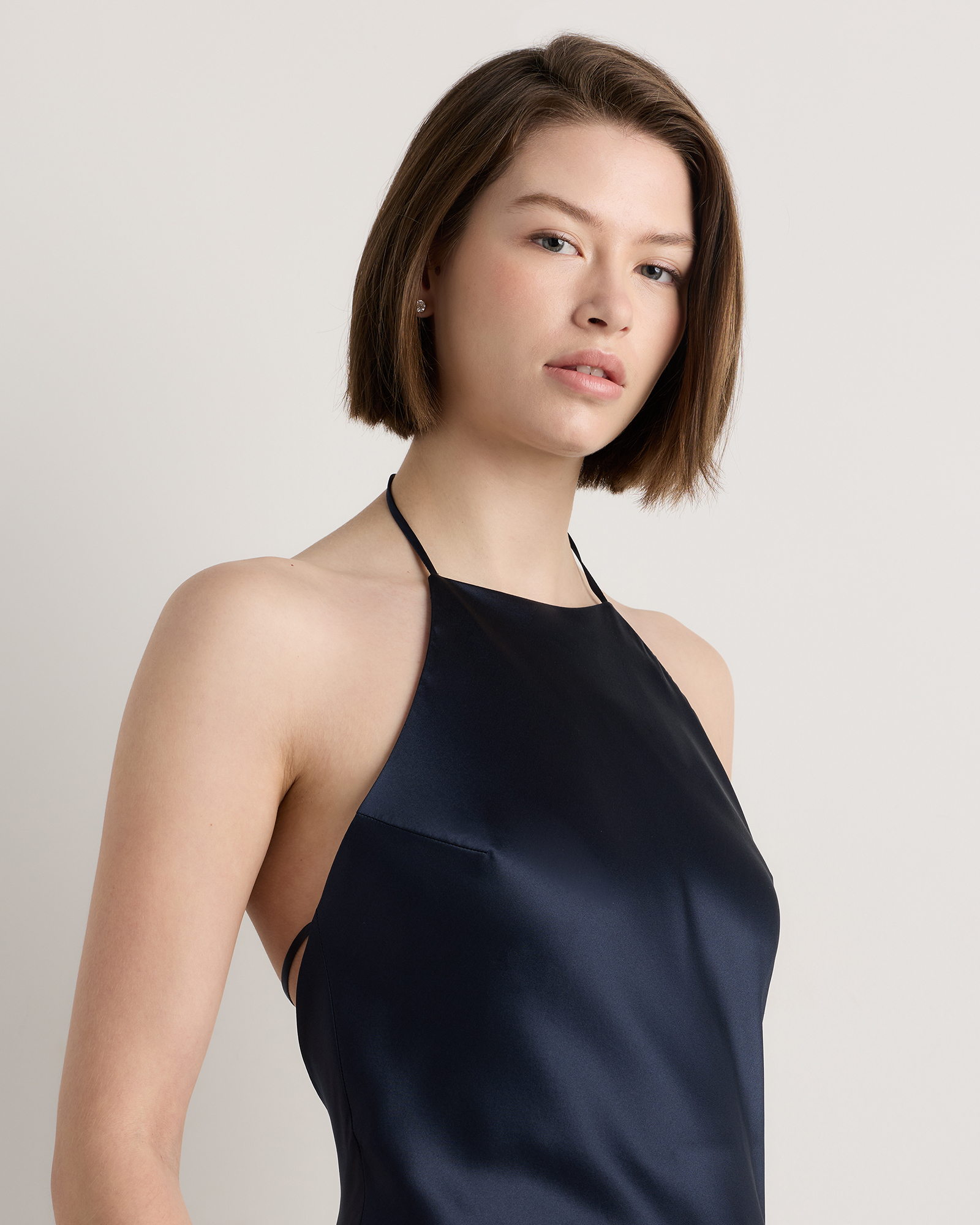 Women's Halter Maxi Dress in Navy, Size XL, Silk by Quince