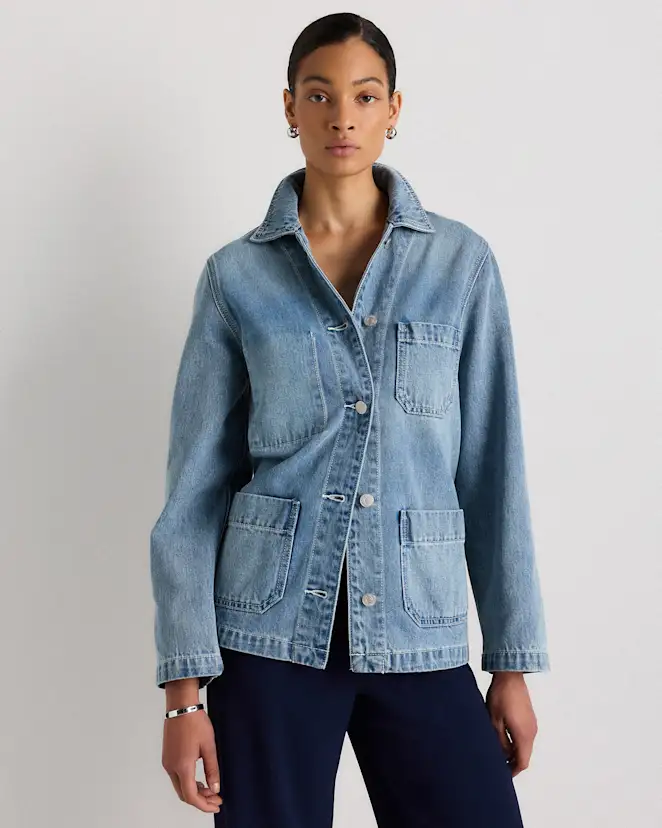 Indigo Blue 100% Organic Cotton Denim Chore Jacket