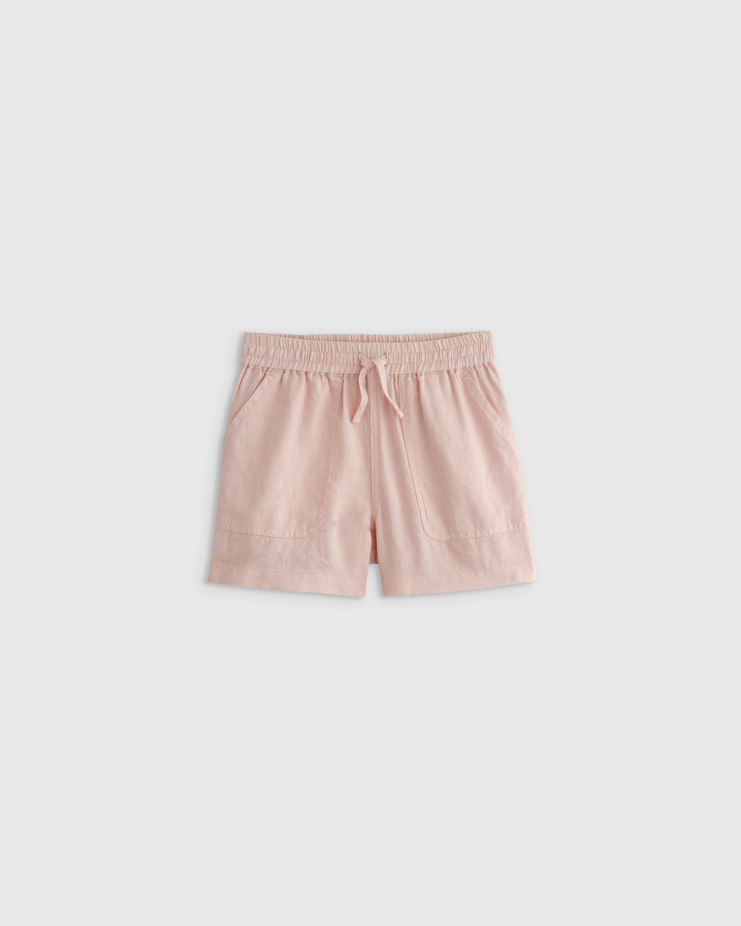 pale-pink 100% European Linen Drawstring Shorts