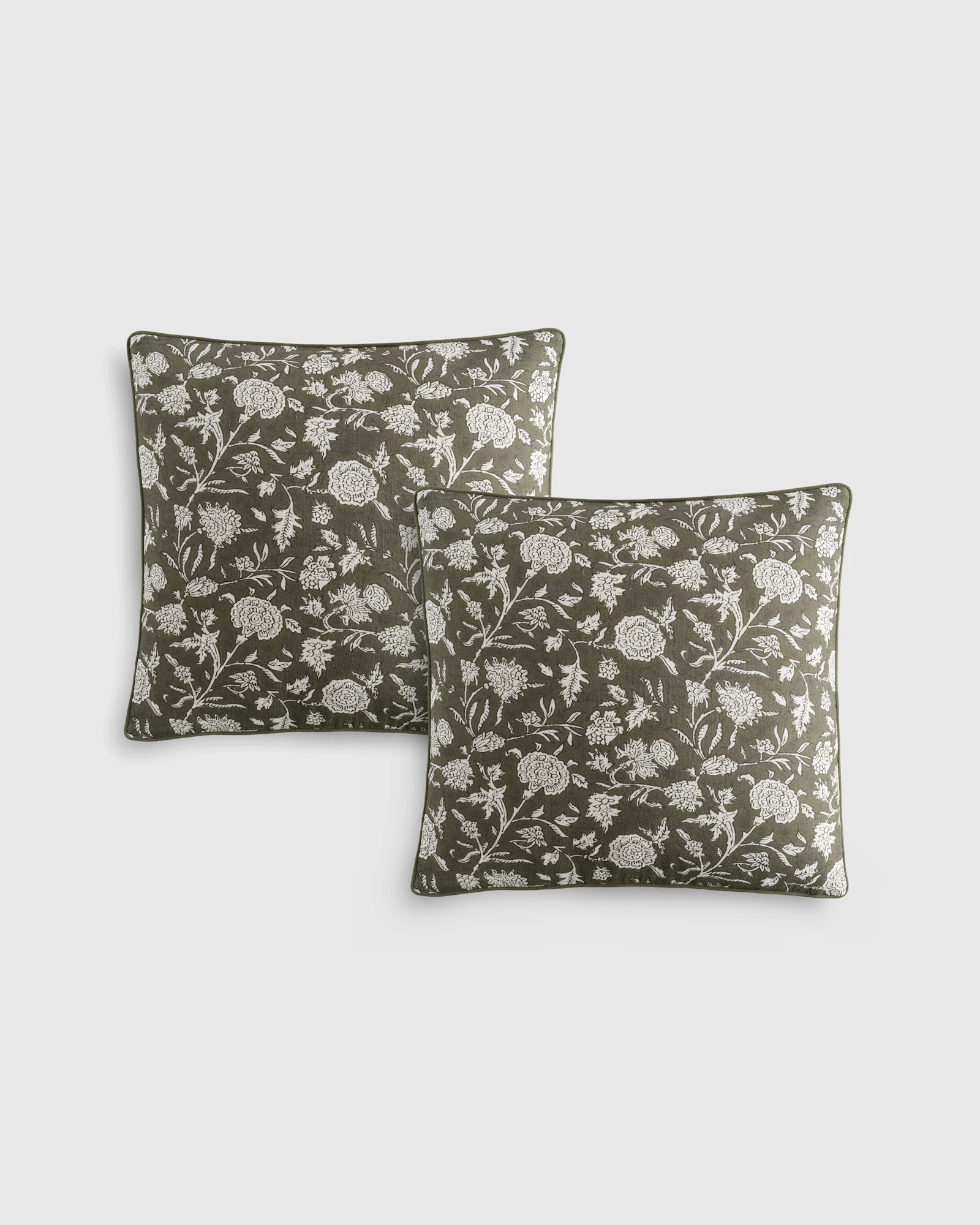 Linen Blend Floral Pillow Cover (Set of 2)