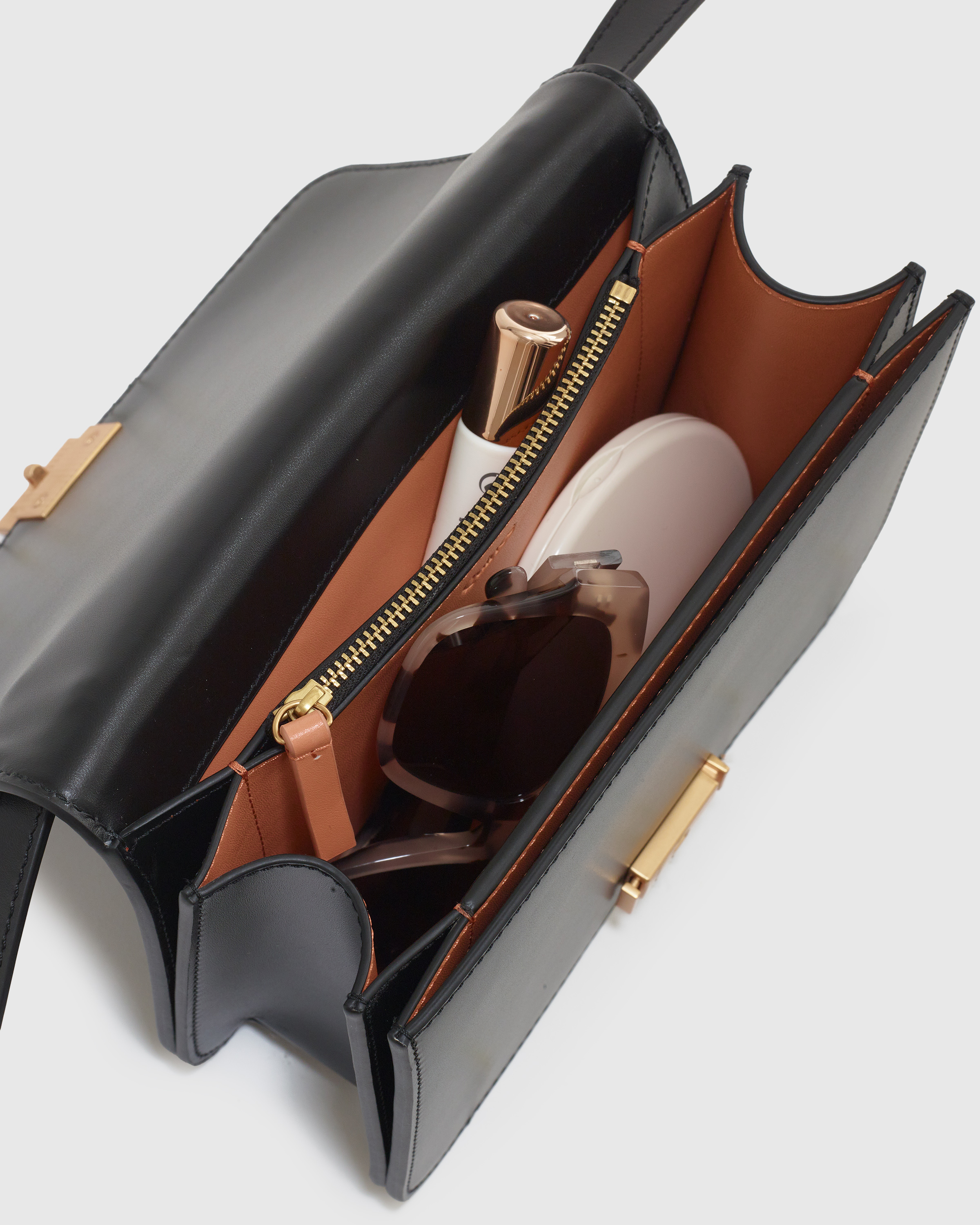 Italian Leather Box Shoulder Bag