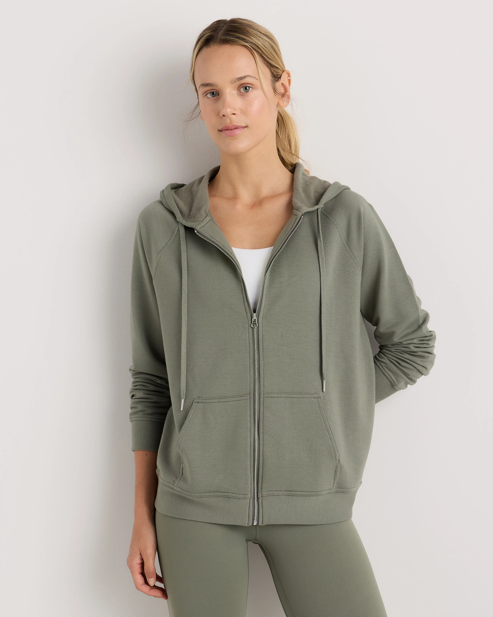 SuperSoft Fleece Full-Zip Hoodie in Smoked Thyme Green