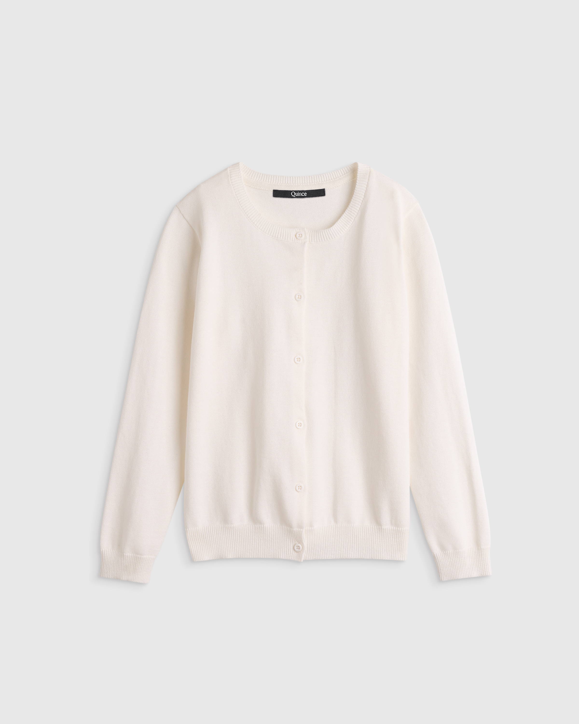 Ivory 100% Organic Cotton Crewneck Cardigan 